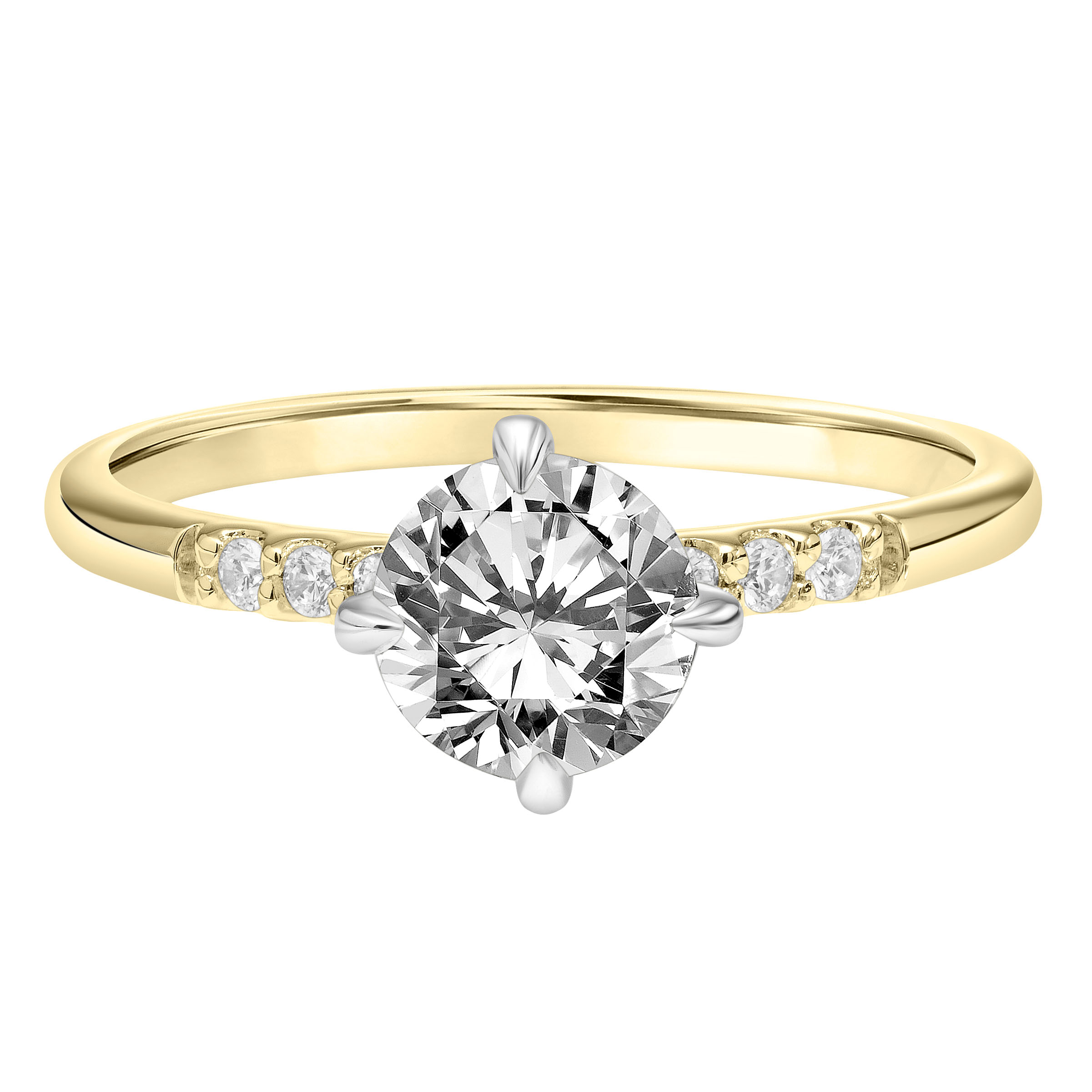East West Diamond Engagement Ring with Petitie Diamond Shank