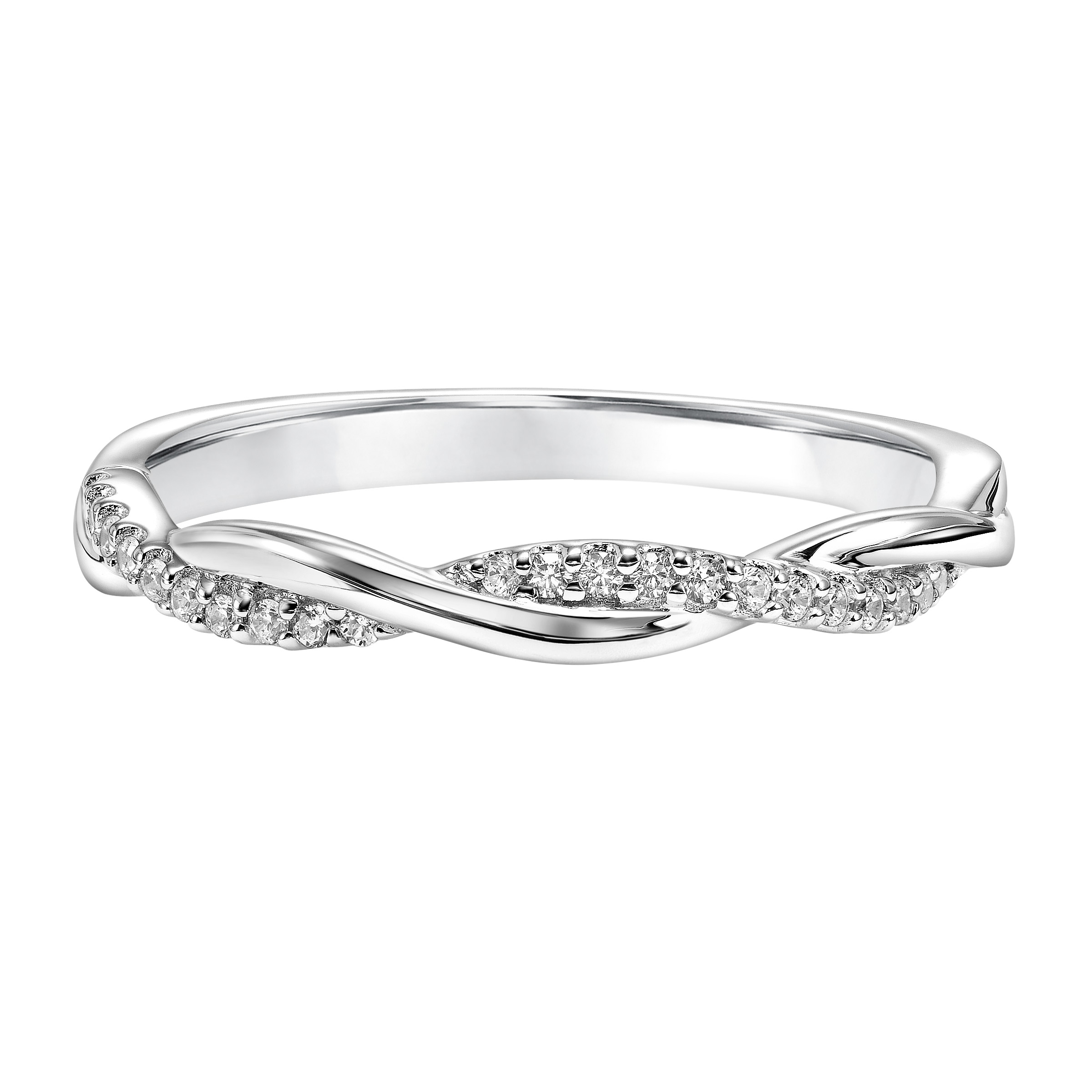 Half Diamond Half Polished Twisted Wedding Band to Match 31-11148