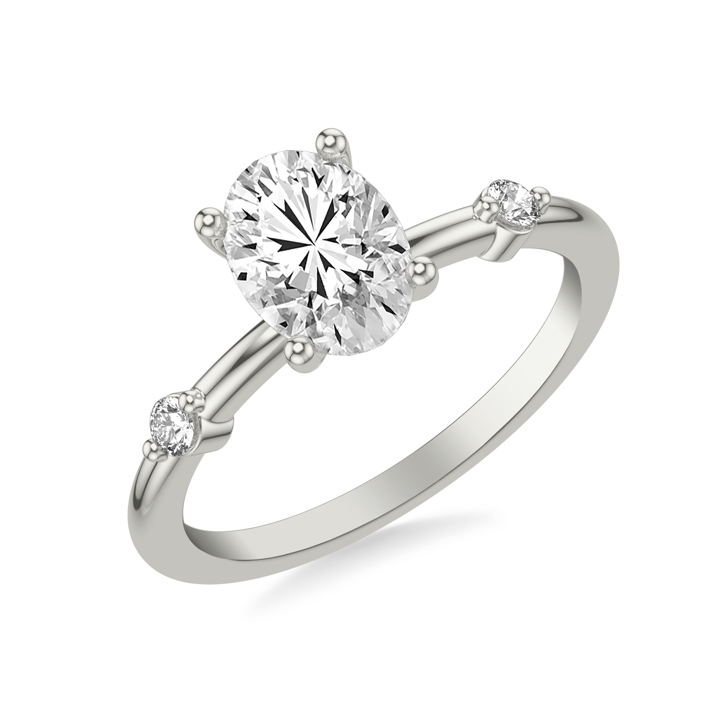 Contemporary Engagement Ring with Single Diamond Station Accented Band