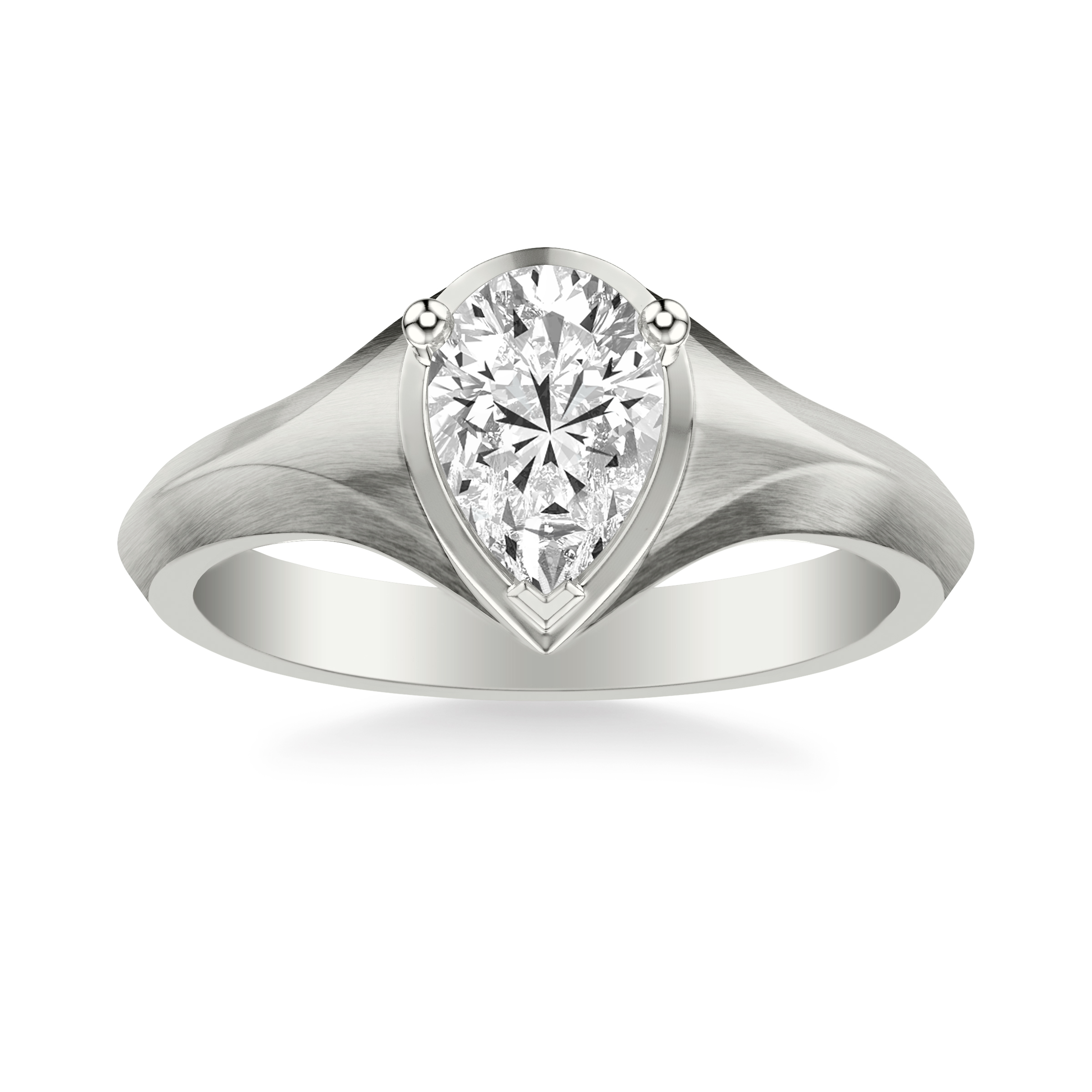 Contemporary Engagement Ring with Tapered Knife Edge and Satin Finish Band
