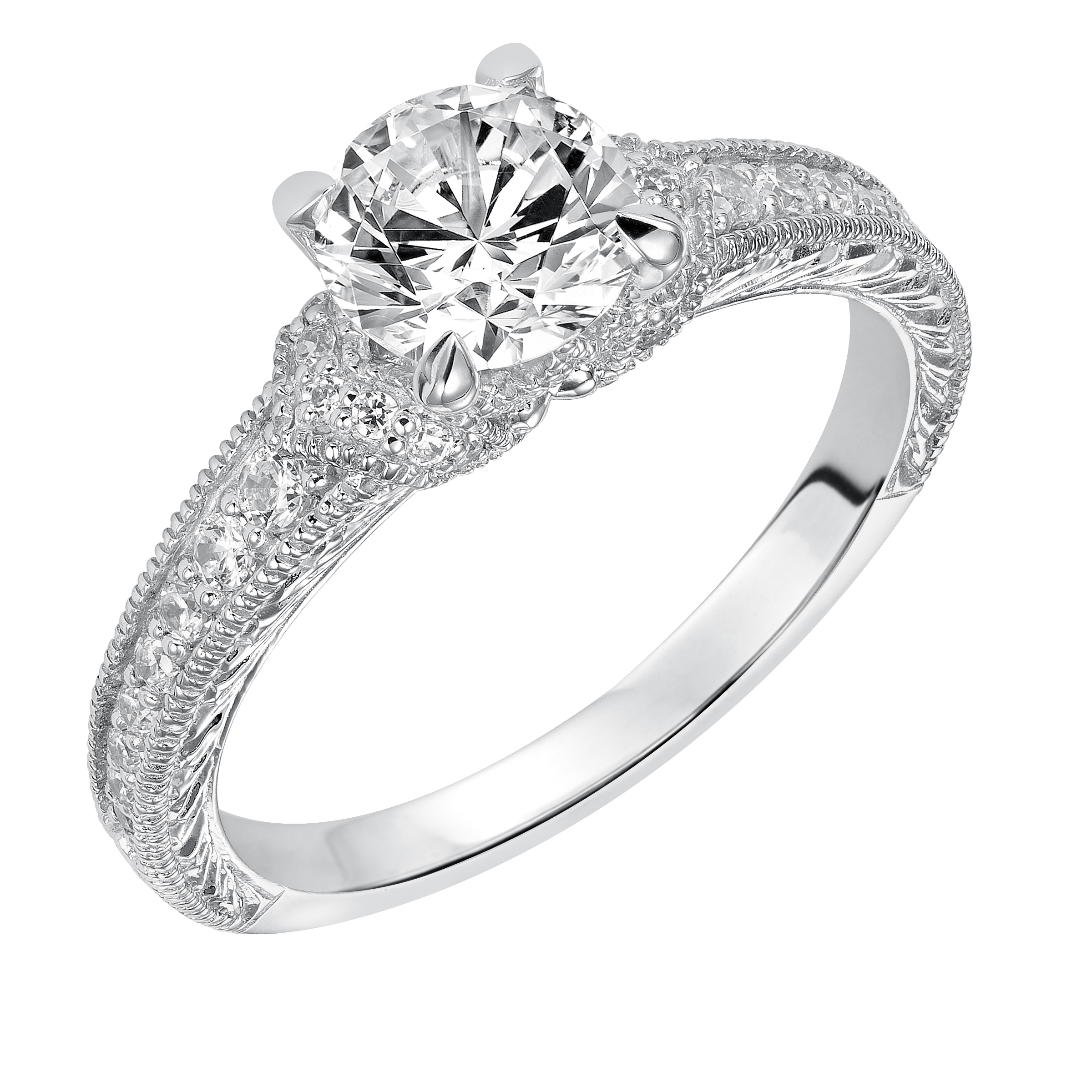 Vintage Engraved Engagement Ring