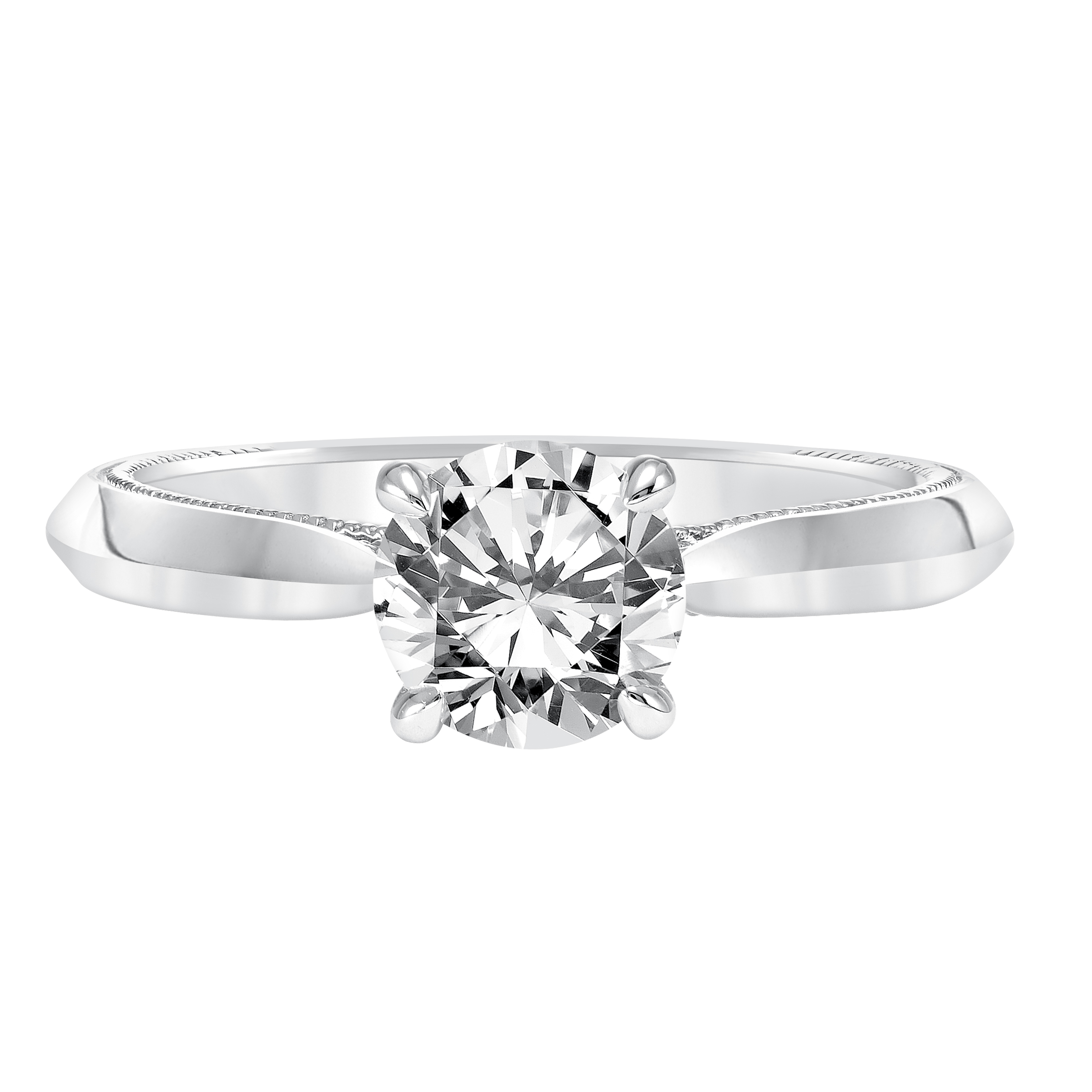 Diamond with knife edge shank enagement ring