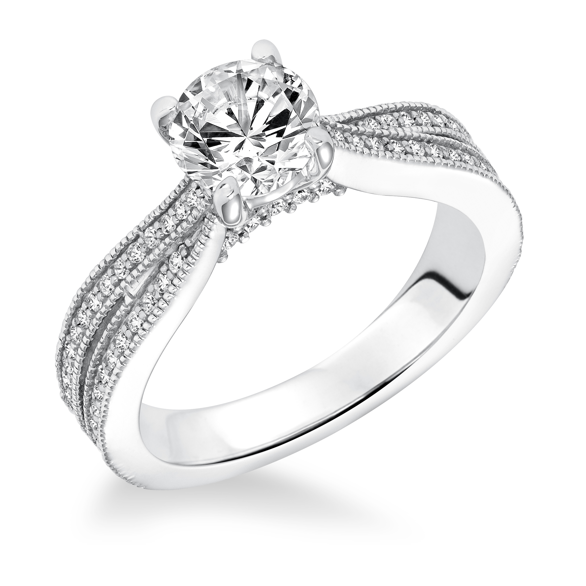 Split Shank with Milgrain Engagement Ring