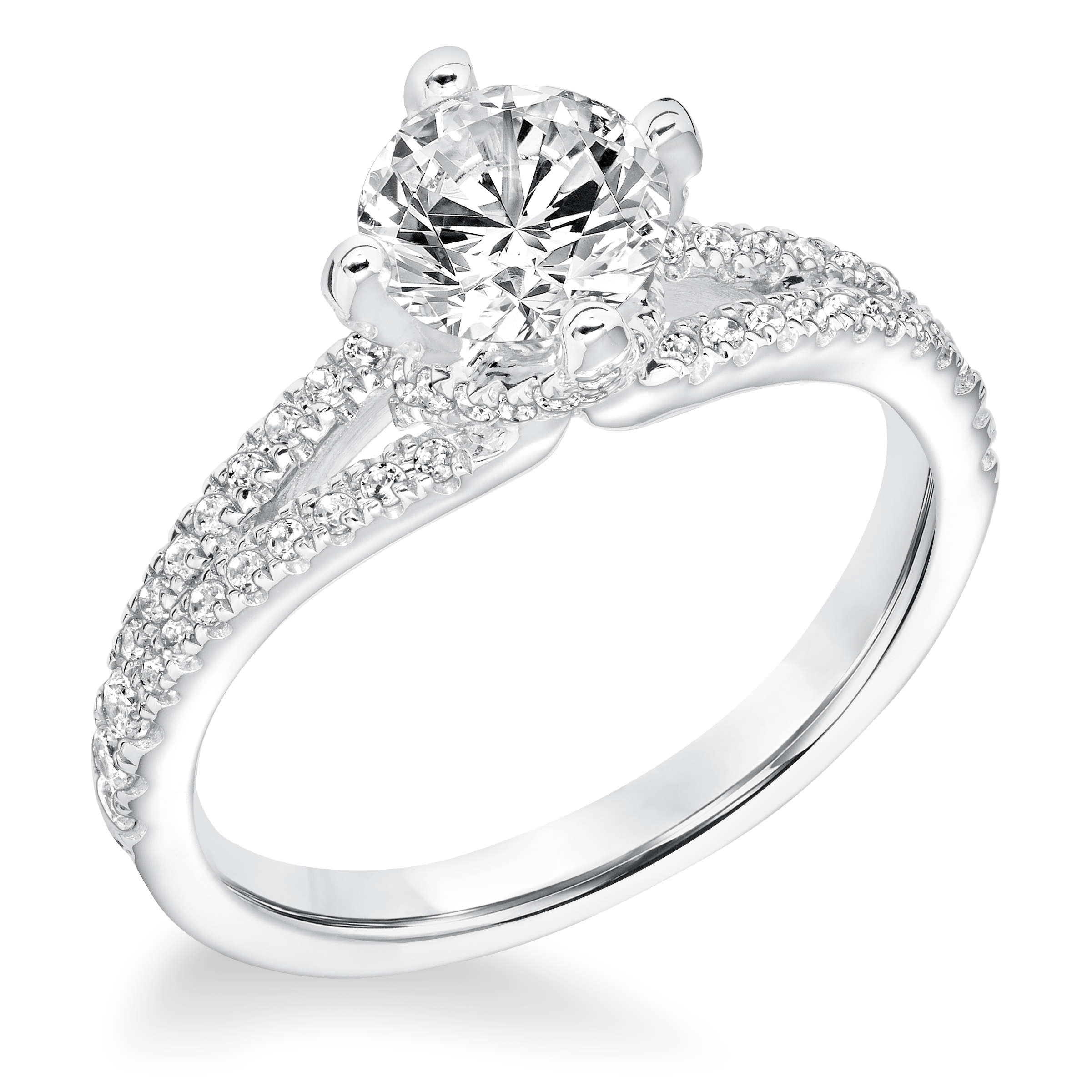 Contemporary Diamond Prong Set Split Shank Engagement Ring