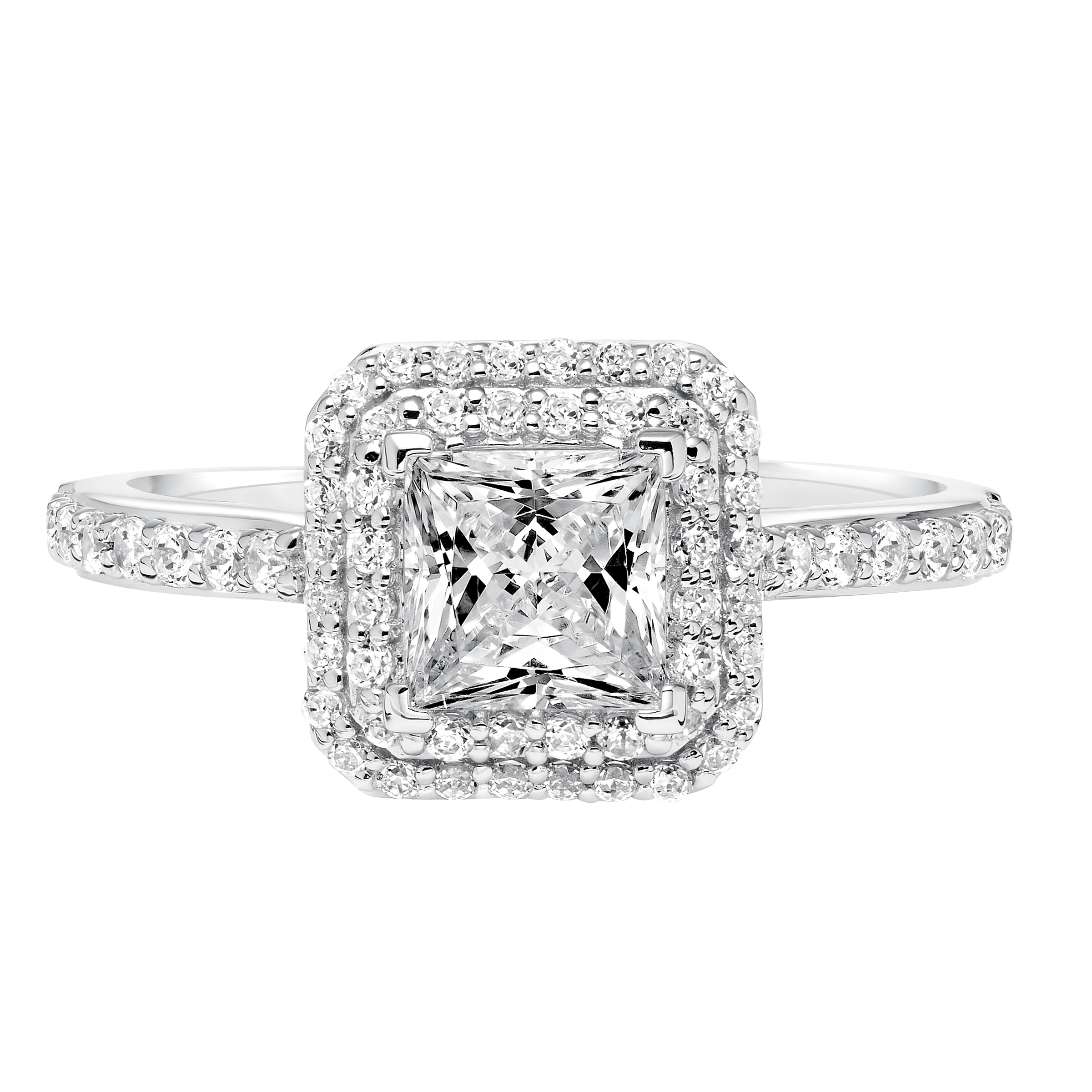 Contemporary Diamond Double Halo Engagement Ring