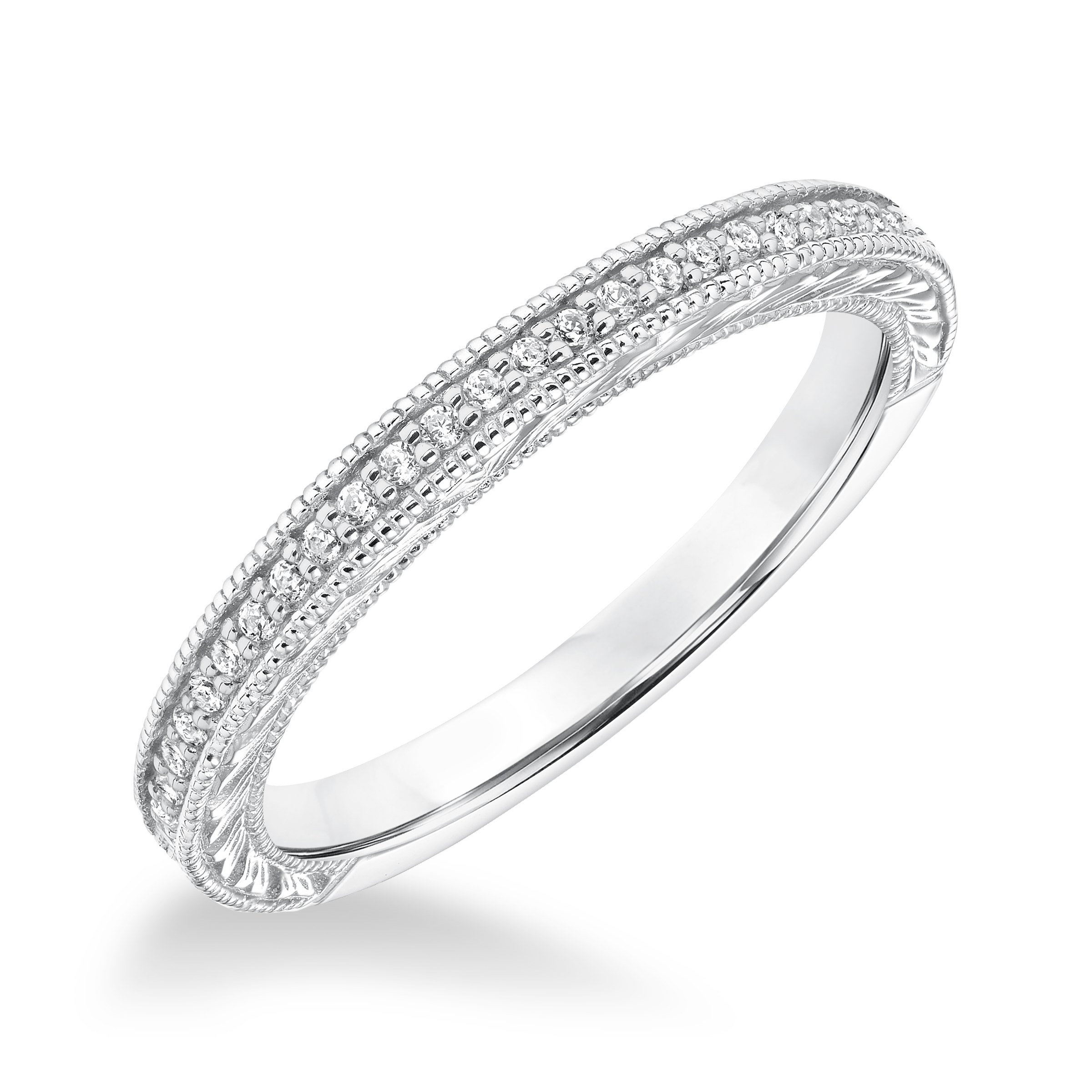 Diamond Engraved and Milgrain Wedding Band to Match 31-10027