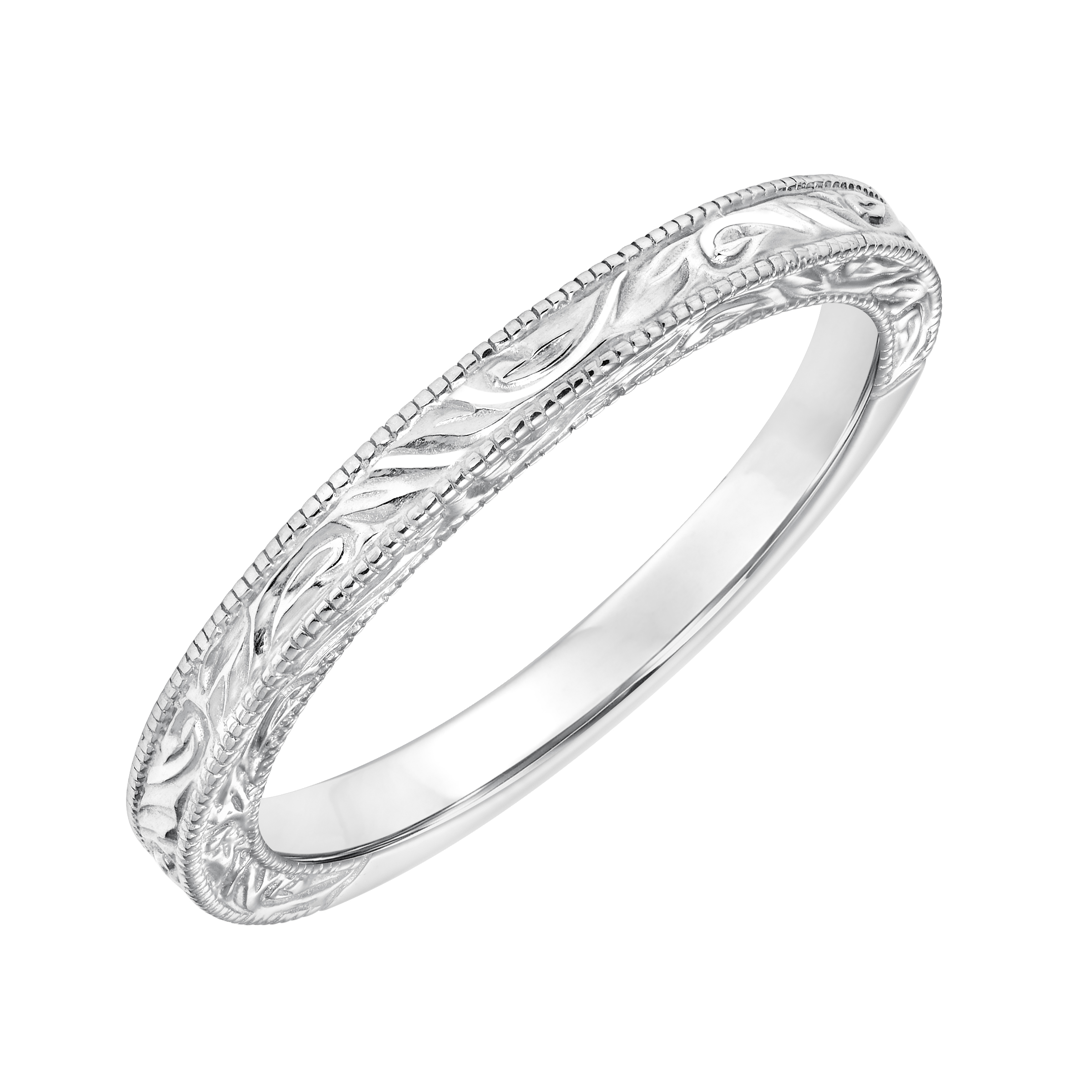 Plain Engraved And Milgrain Wedding Band to Match 31-10034