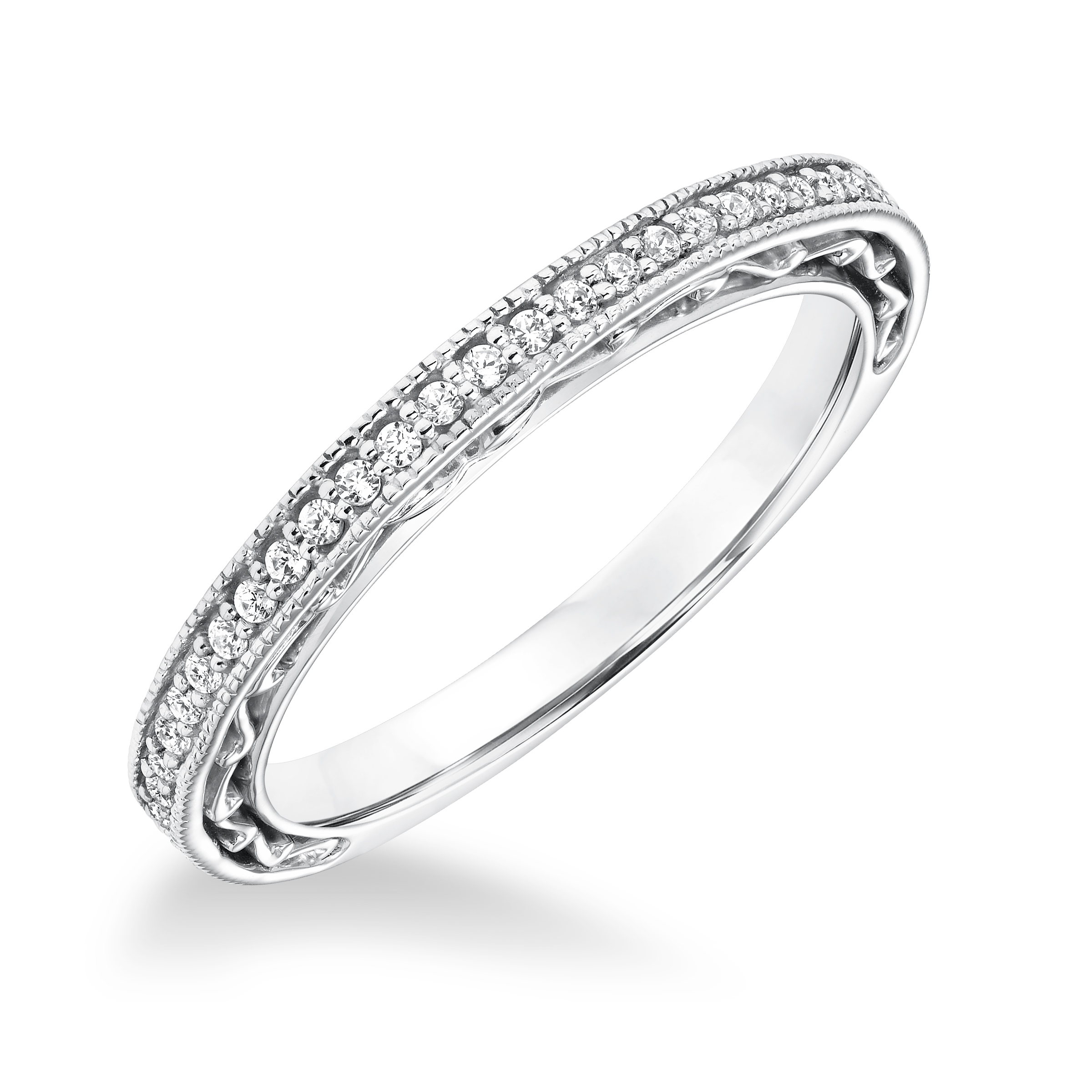 Diamond Filgree and Milgrain Wedding Band to Match 31-10035