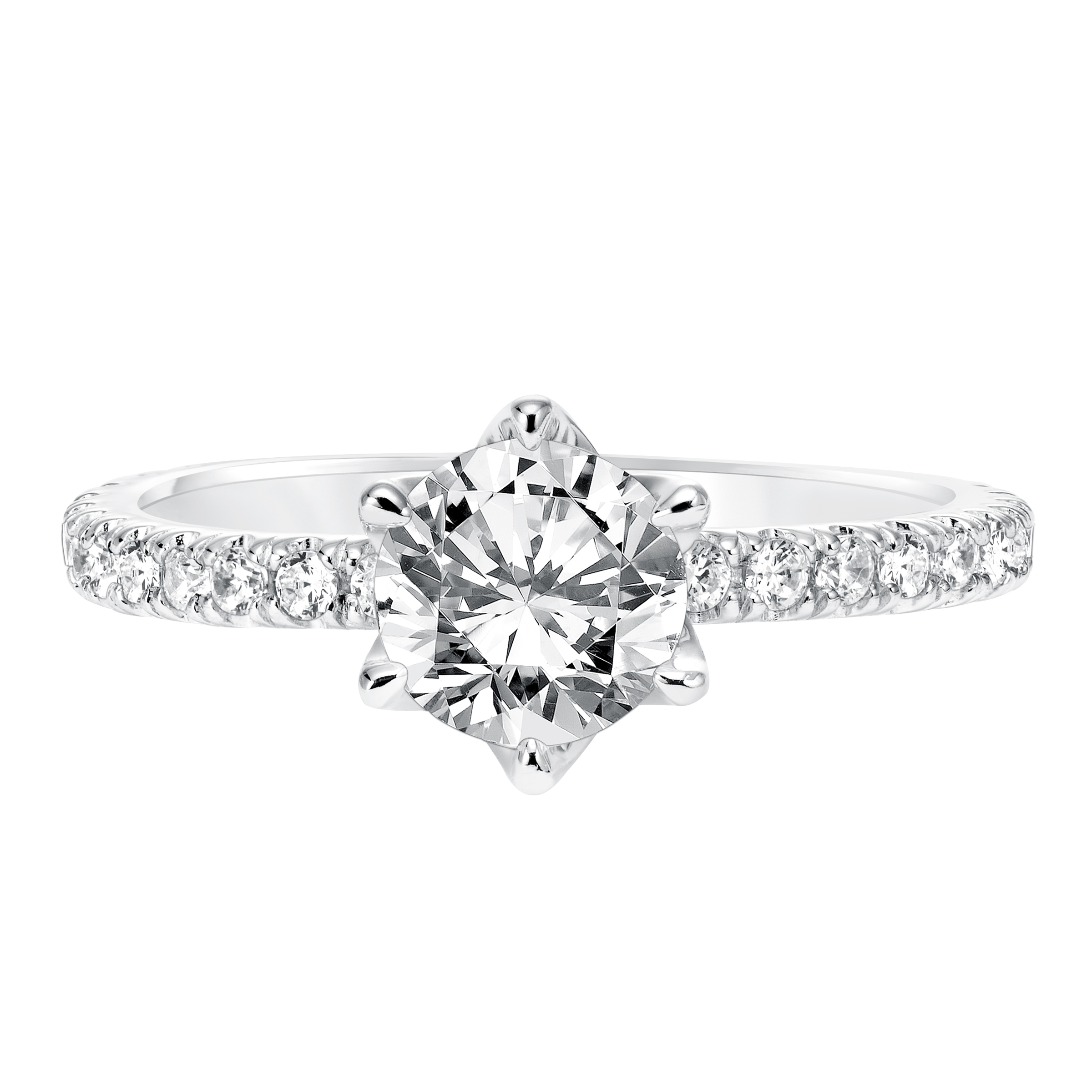 Diamond Prong Set Engagement Ring with Diamond Shank