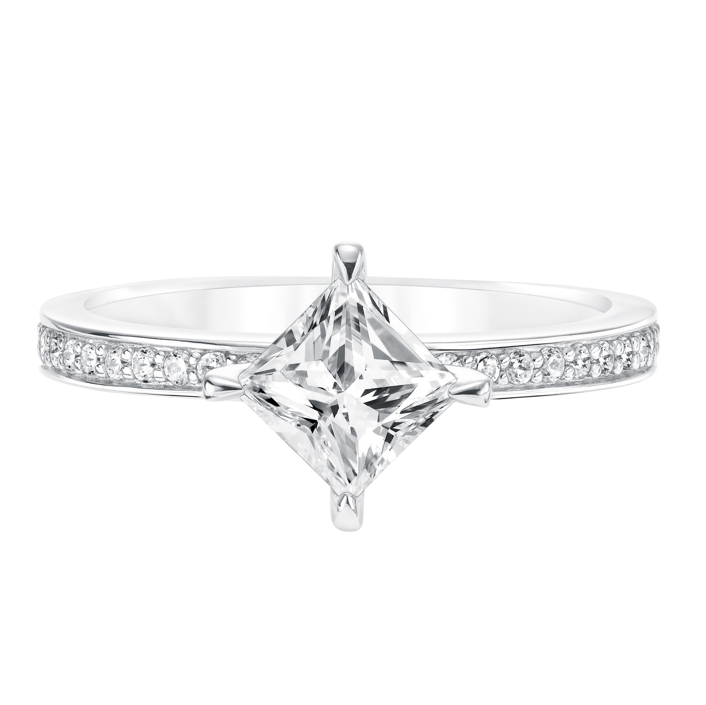 Diamond Prong Set Engagement Ring with Diamond Shank