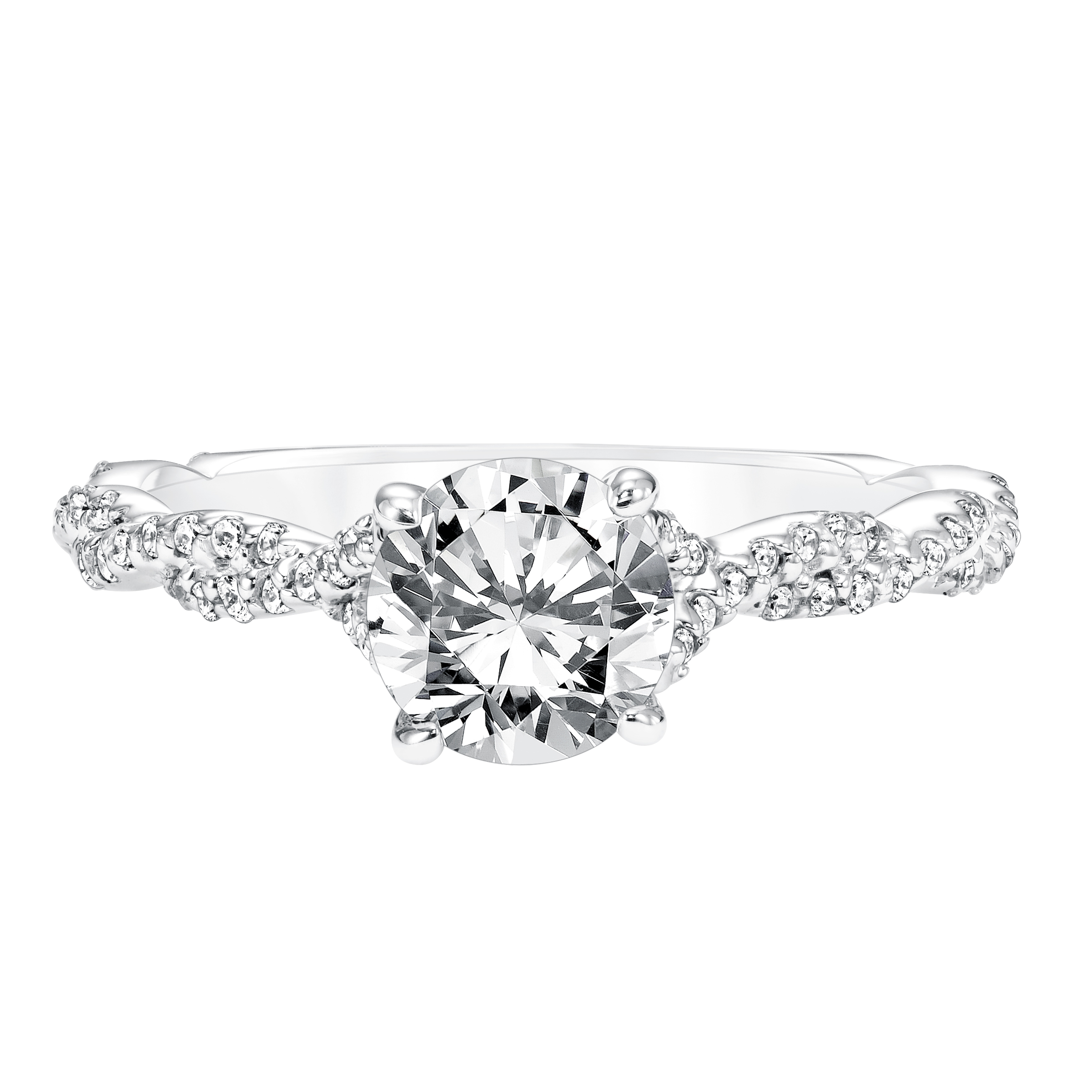 Diamond Prong Set Engagement Ring with Twisted Diamond Shank