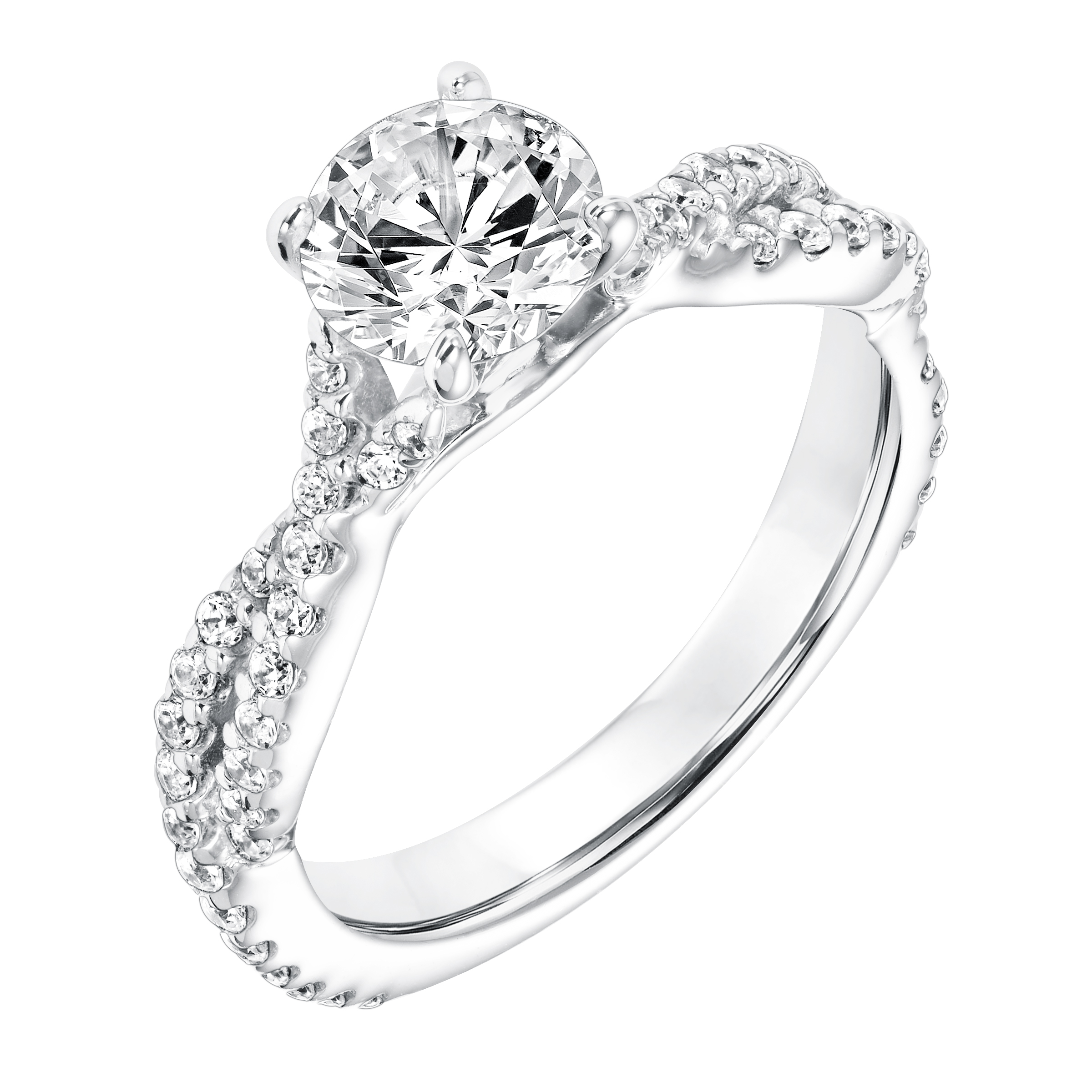 Diamond Prong Set Engagement Ring with Twisted Split Shank