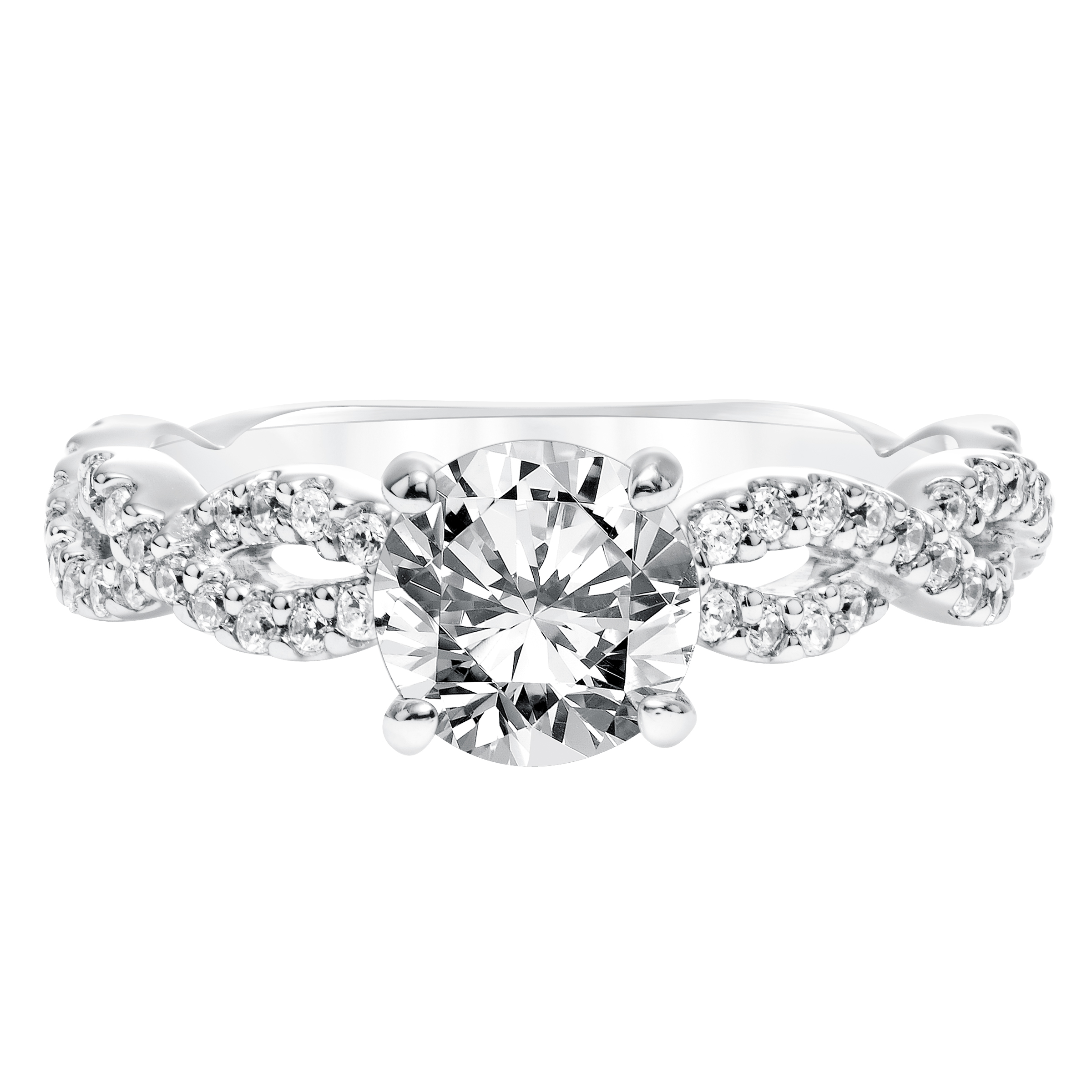 Diamond Prong Set Engagement Ring with Twisted Diamond Shank