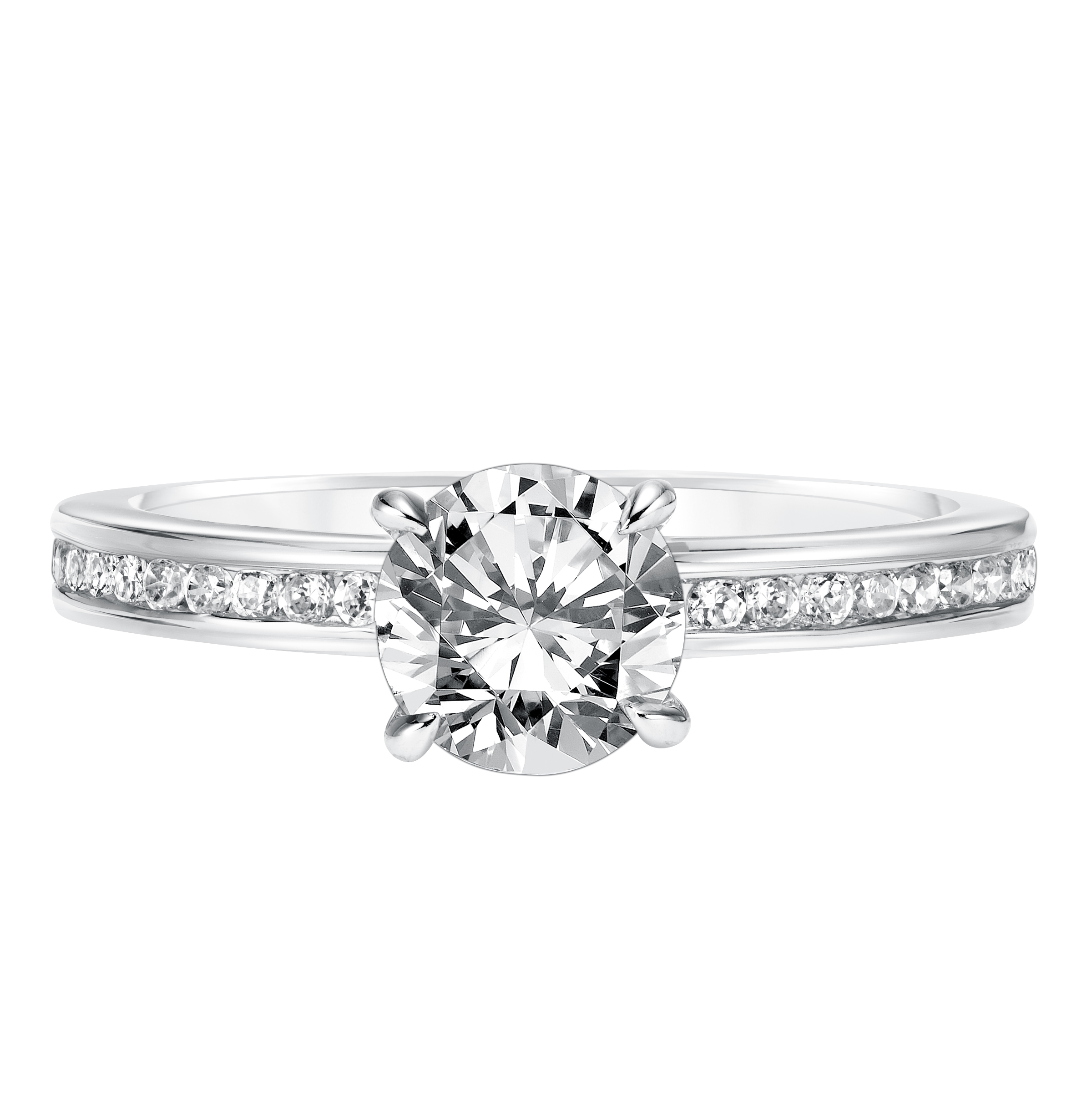 Diamond Engagement Ring with Channel Set Diamond Shank