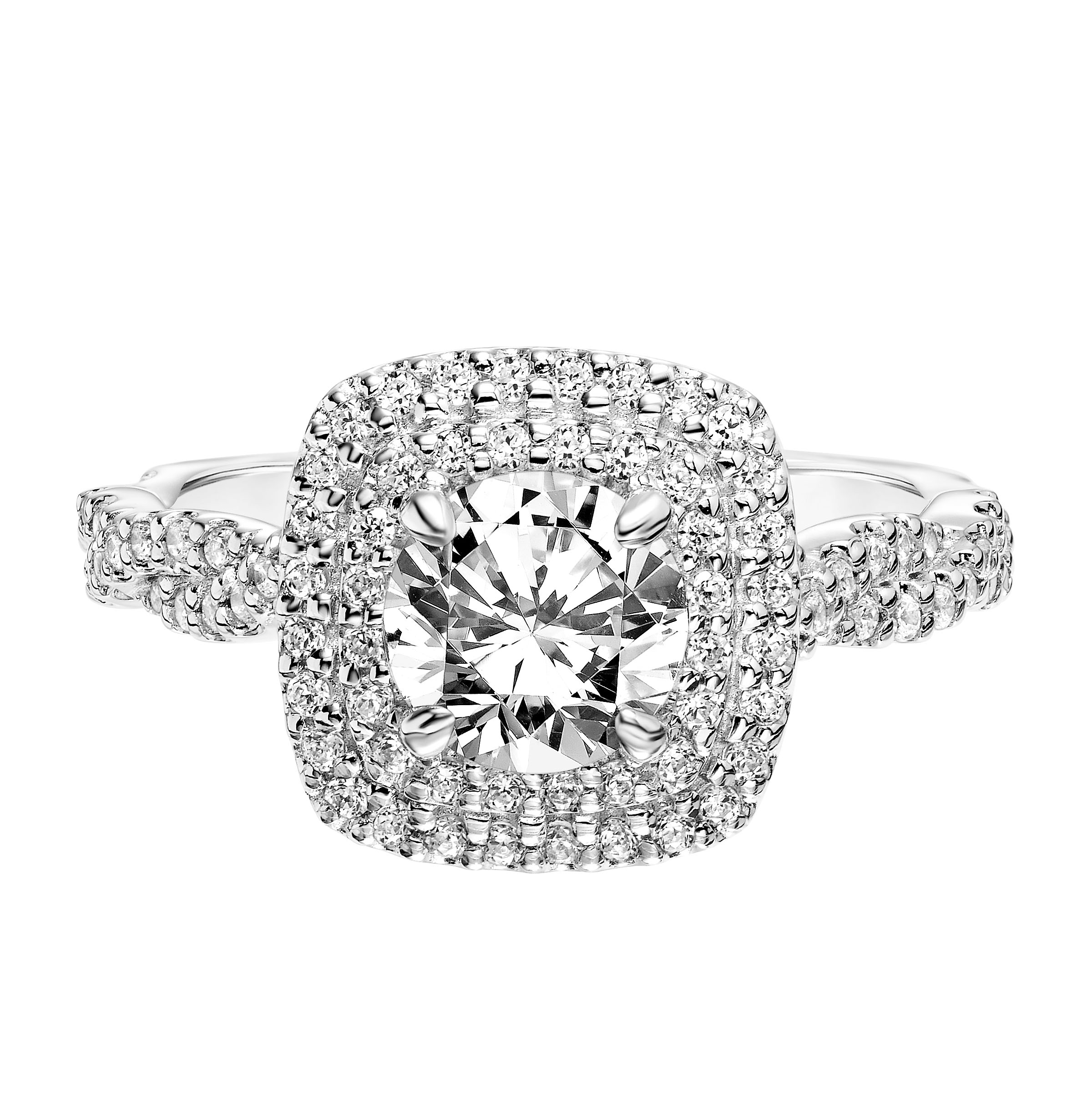Contemporary Complete Love Halo Engagement Ring