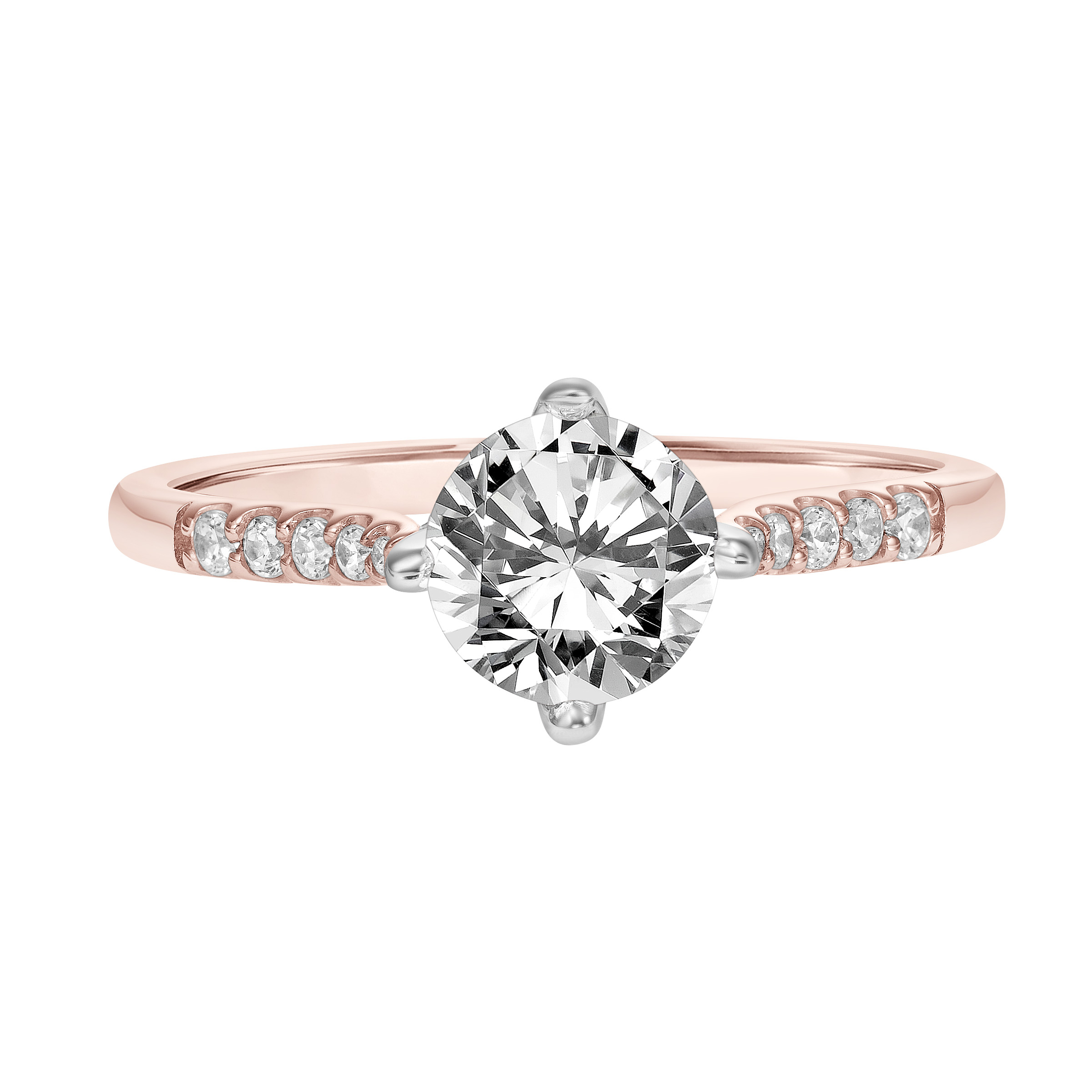 East West Diamond Engagement Ring with Petitie Diamond Shank