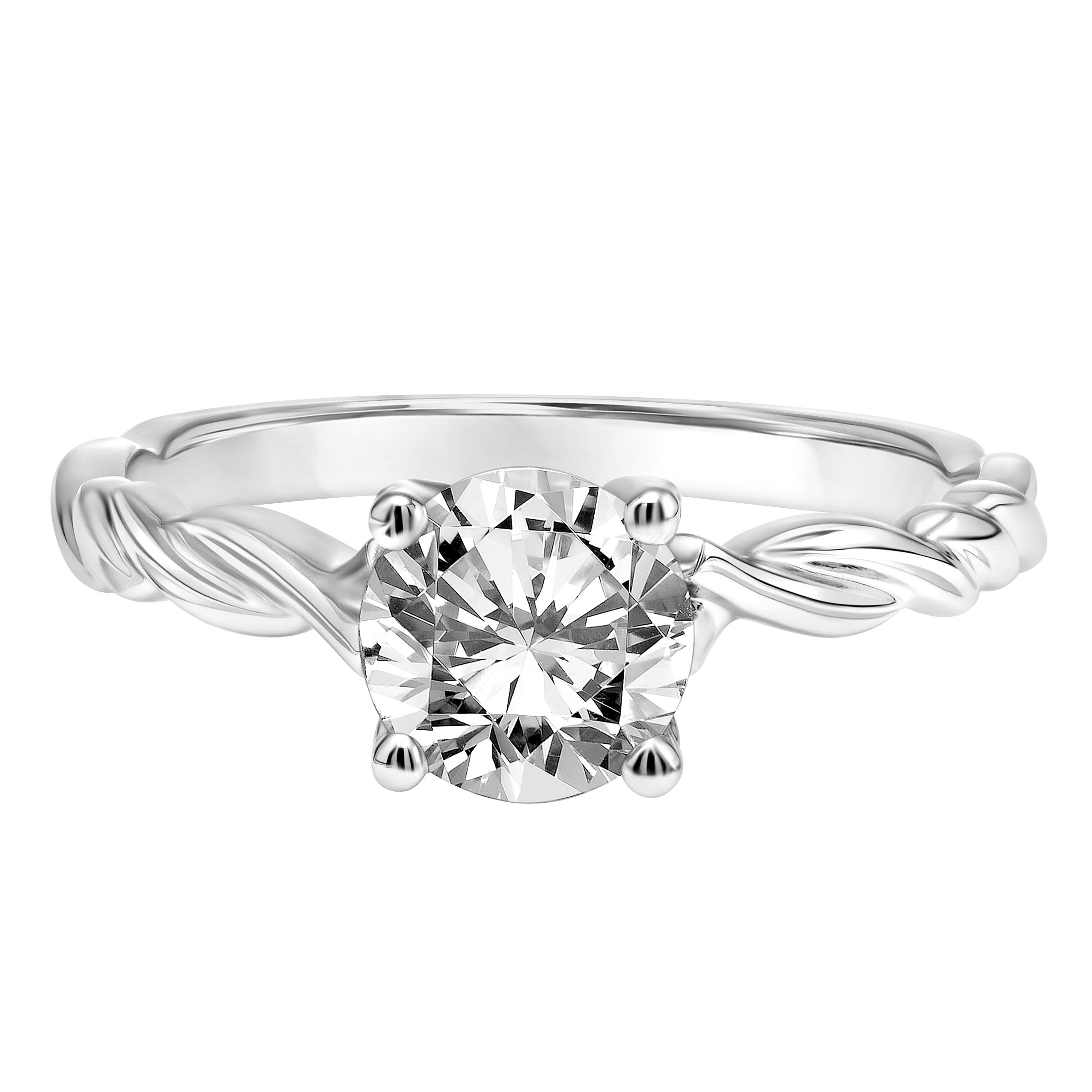 Diamond Engagement Ring with Petitie Twisted Polished Shank