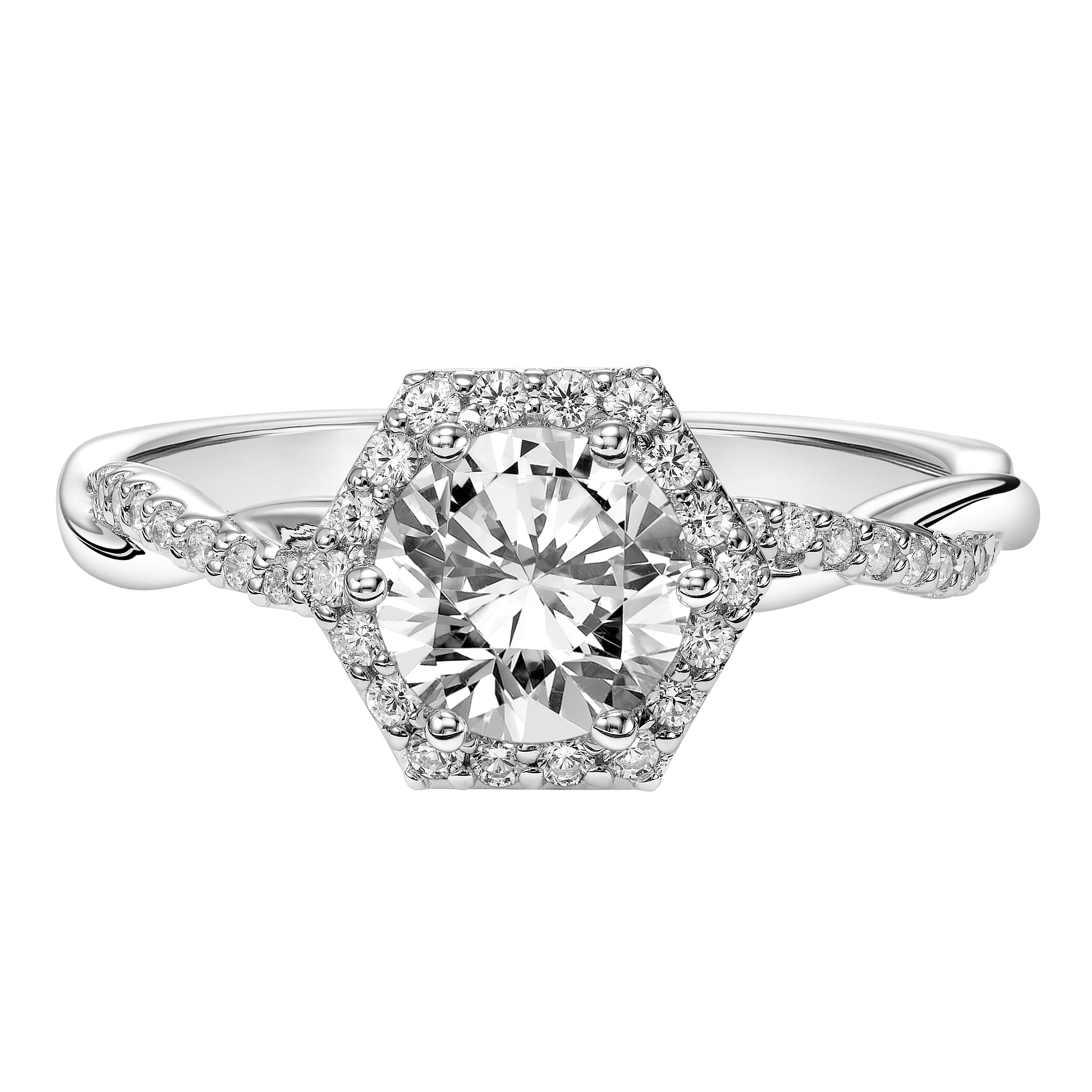 Contemporary Complete Love Halo Engagement Ring