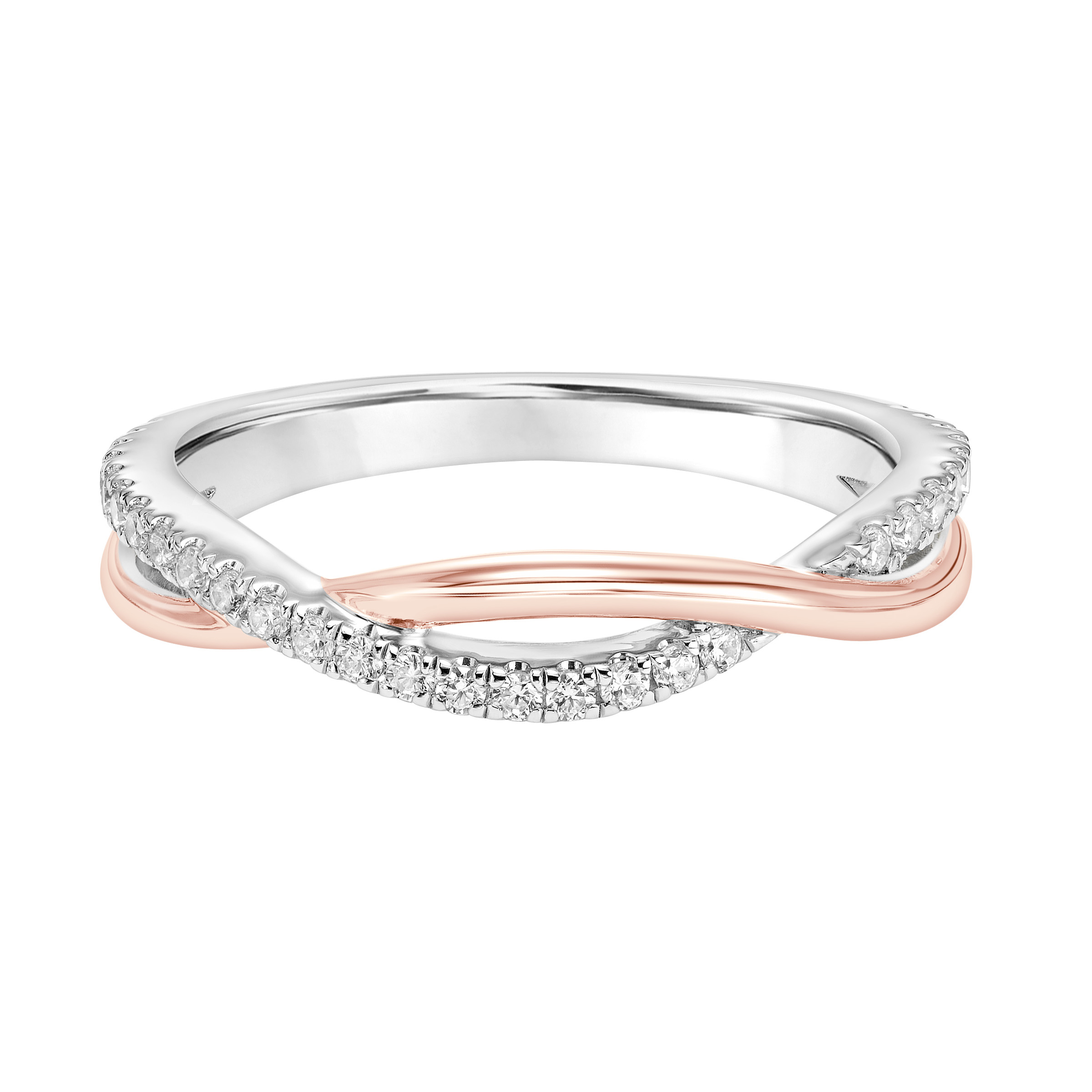 Half Diamond Half Polished Two-Tone Wedding Band to Match 31-11157