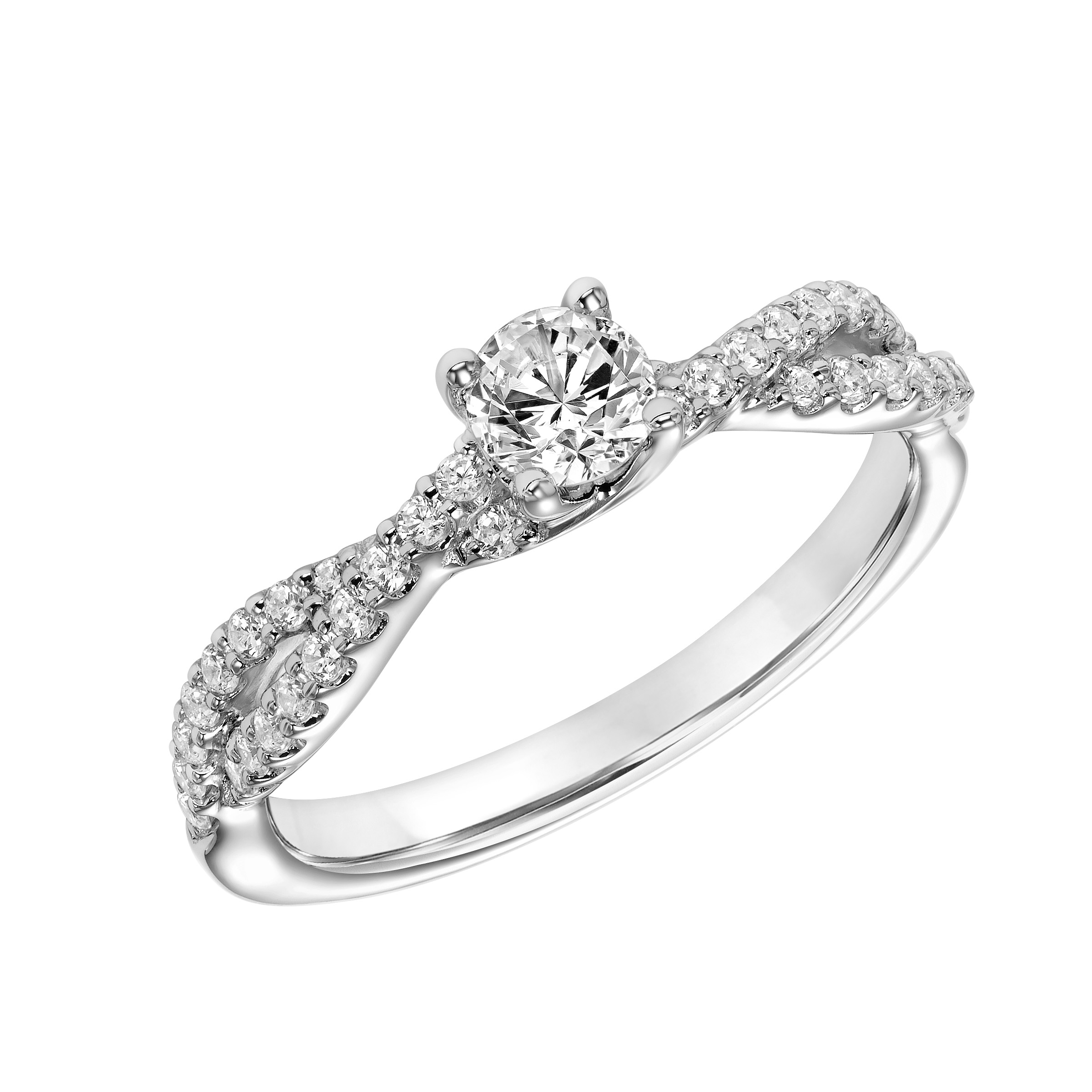 Diamond Engagement Ring with Twisted Diamond Shank