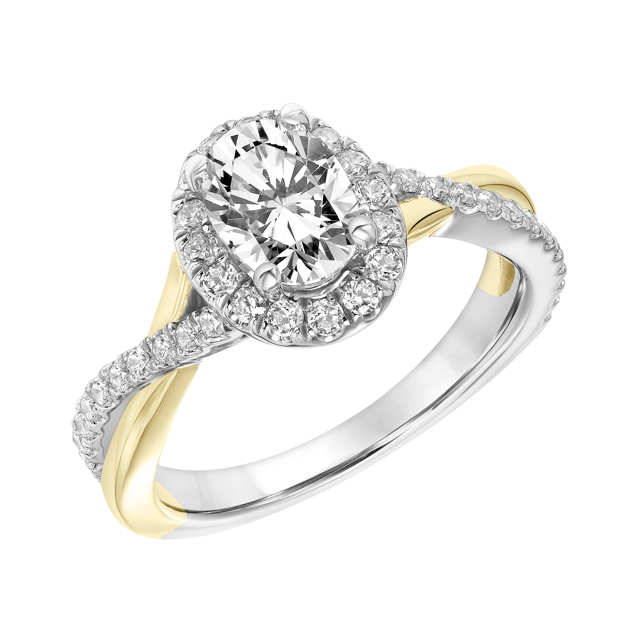 Contemporary Twist Halo Engagement Ring