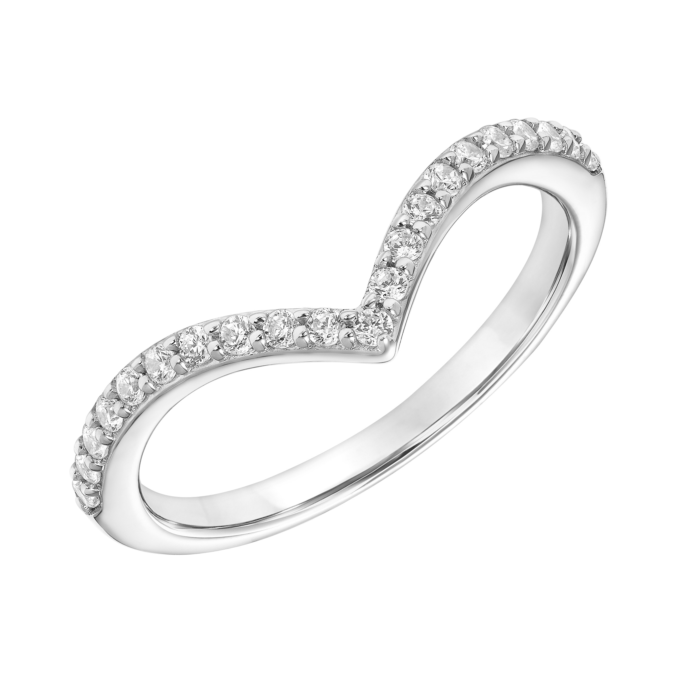 Contemporary V-Shape Diamond Wedding Band
