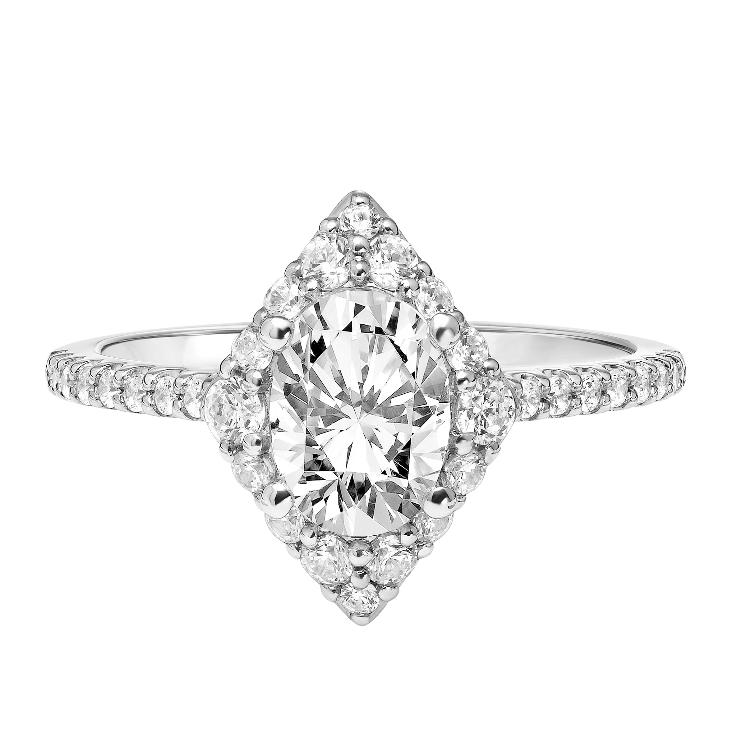 Contemporary Diamond-Shape Halo Diamond Engagement Ring