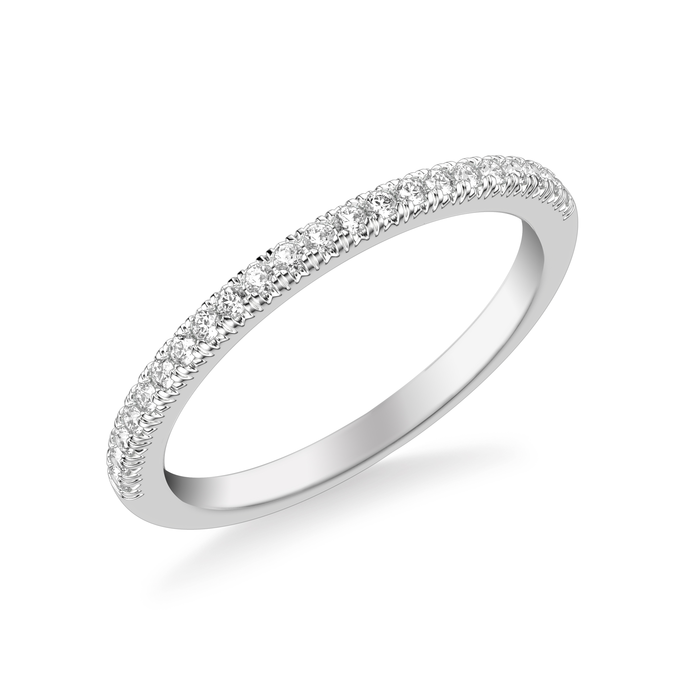 Classic Wedding Band with French Pave Set Round Diamonds