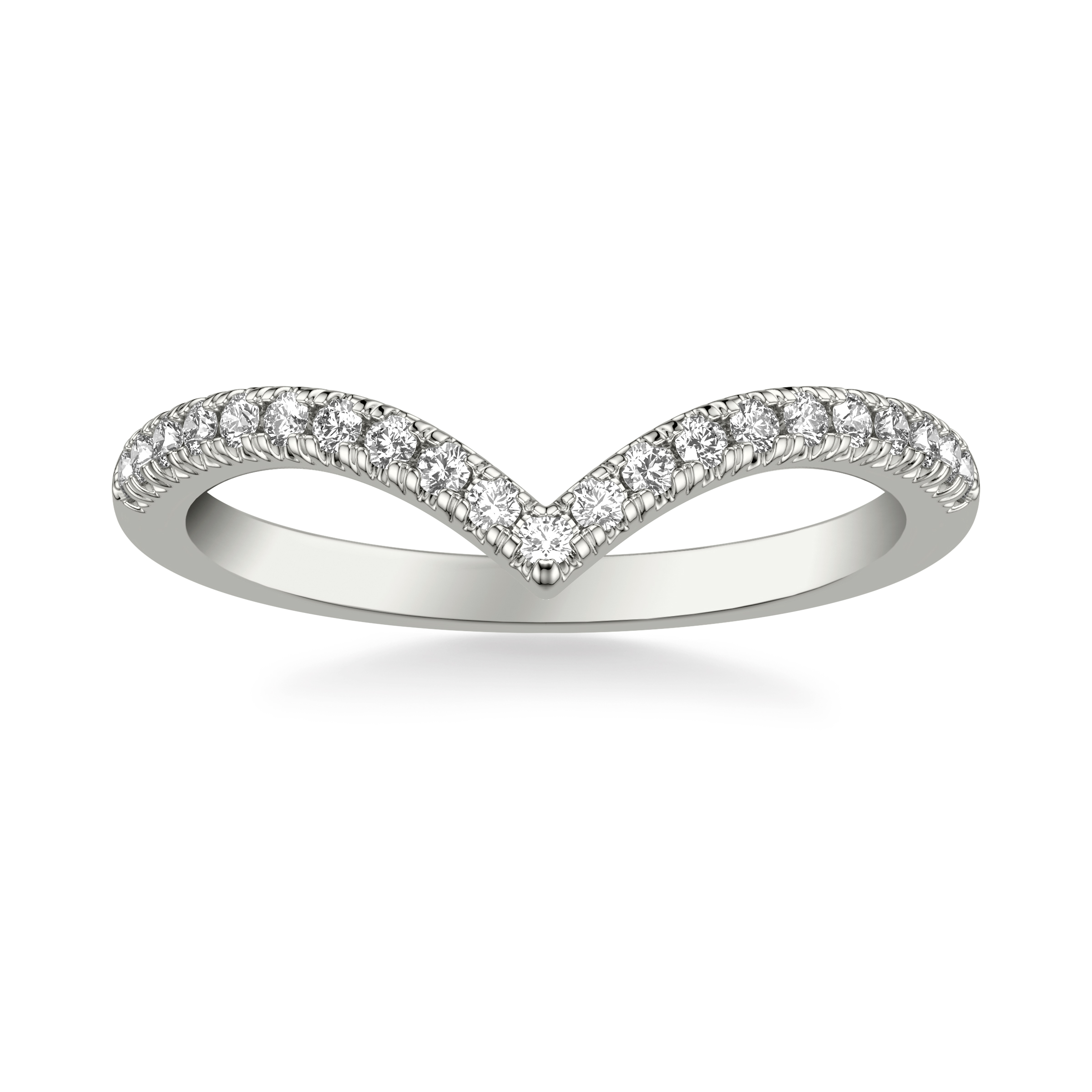 Contemporary V Curved Diamond Wedding Band