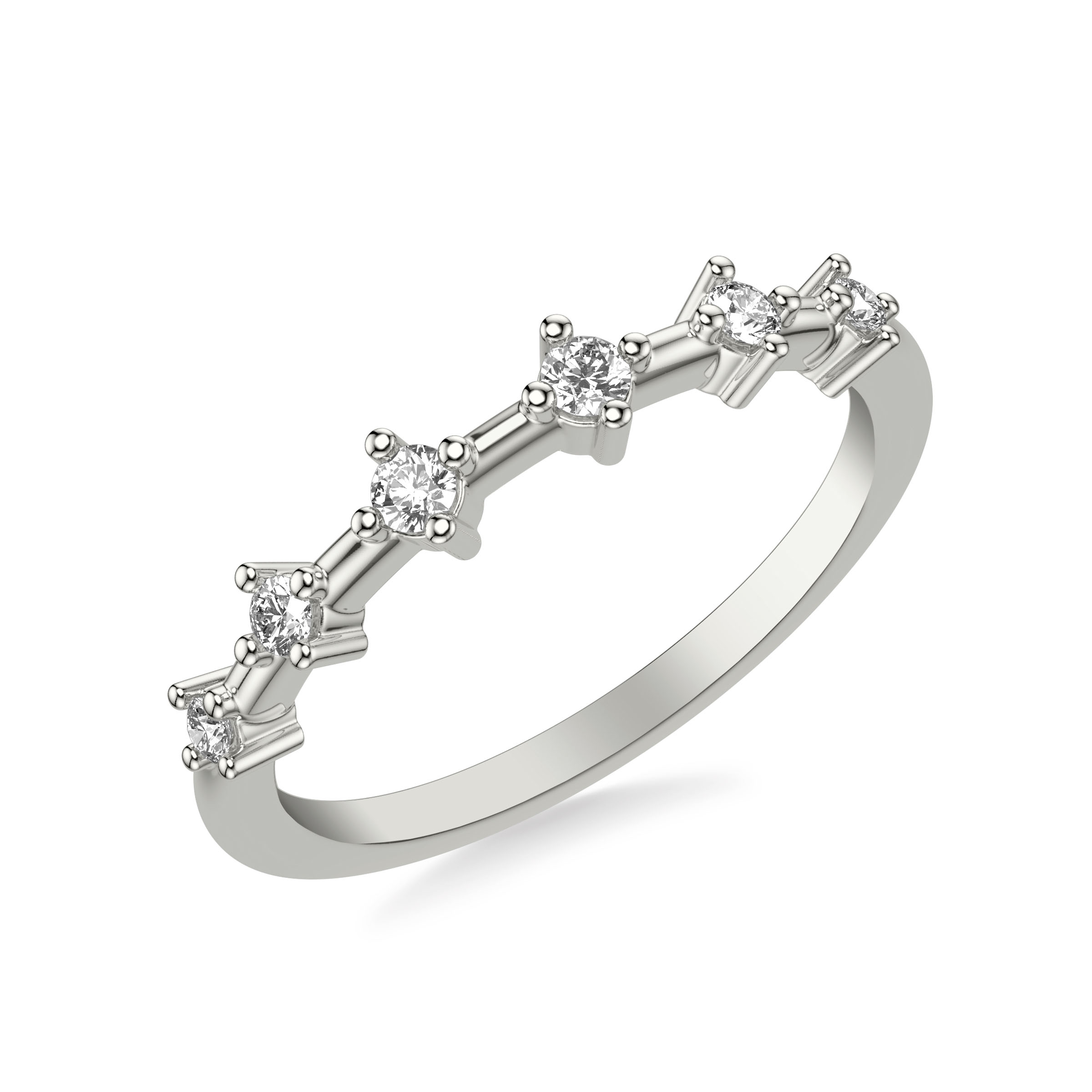 Contemporary Wedding Band with Single Diamond Station Accents