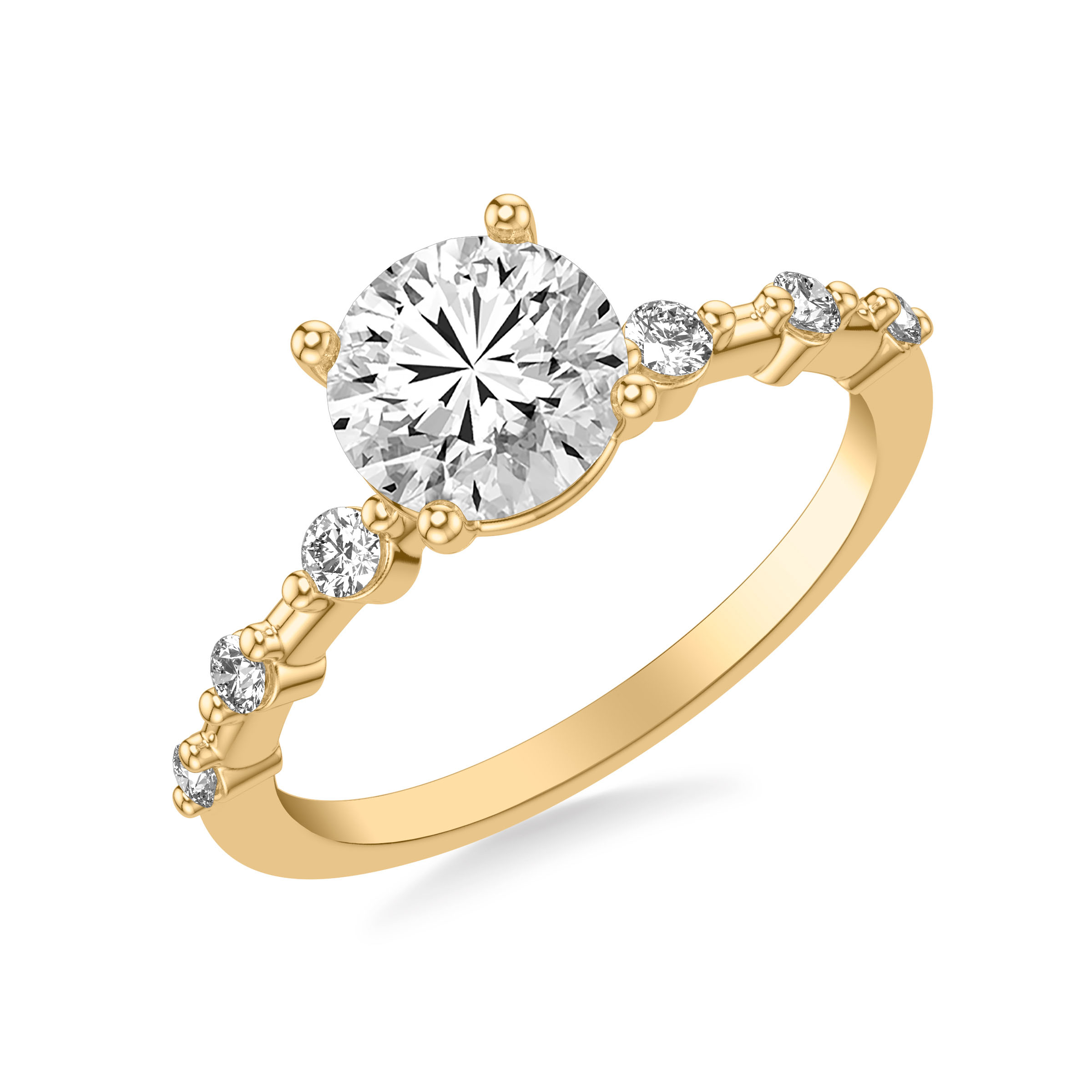 Contemporary Engagement Ring with Single Diamond Station Accented Band