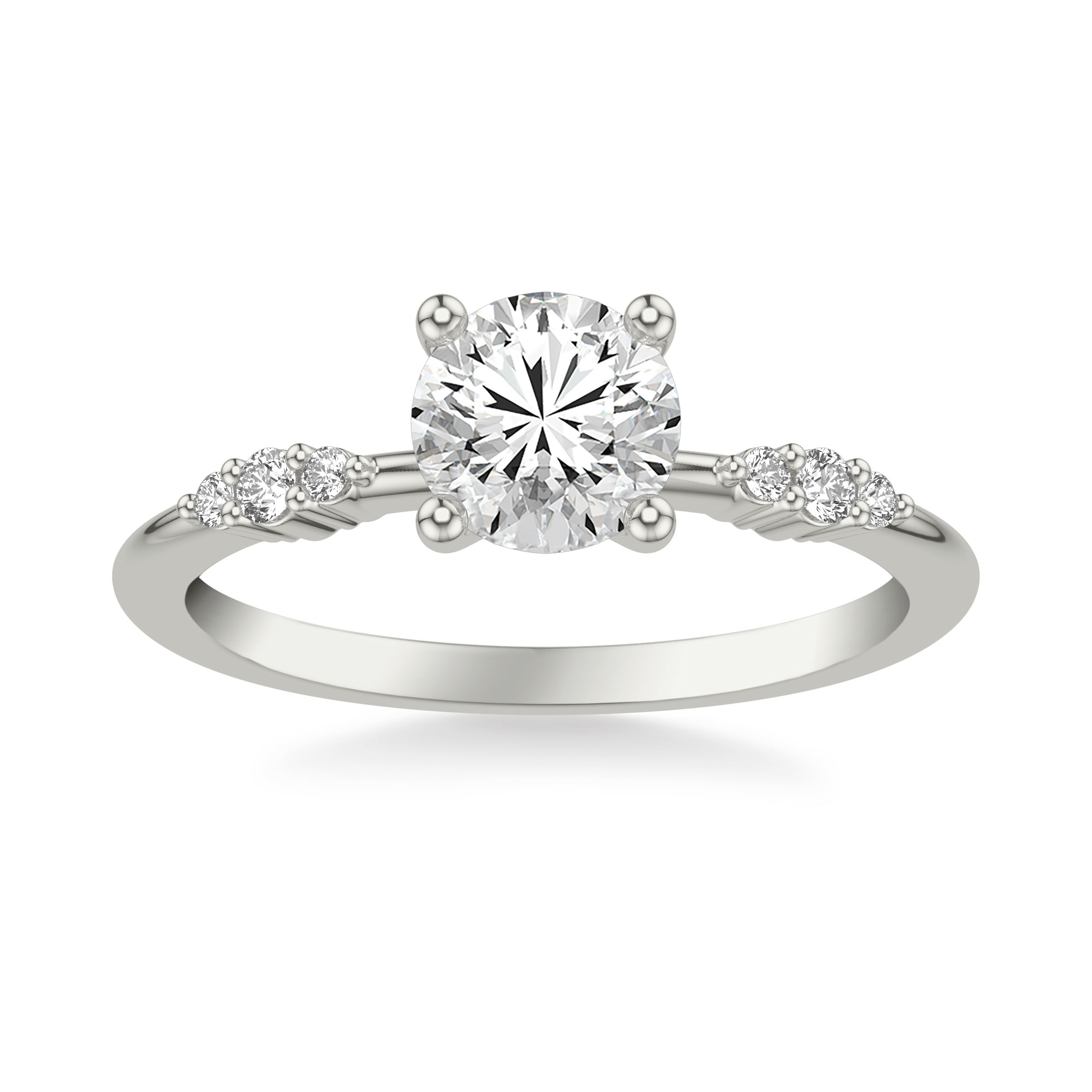 Contemporary Engagement Ring with Diamond Cluster Accented Band