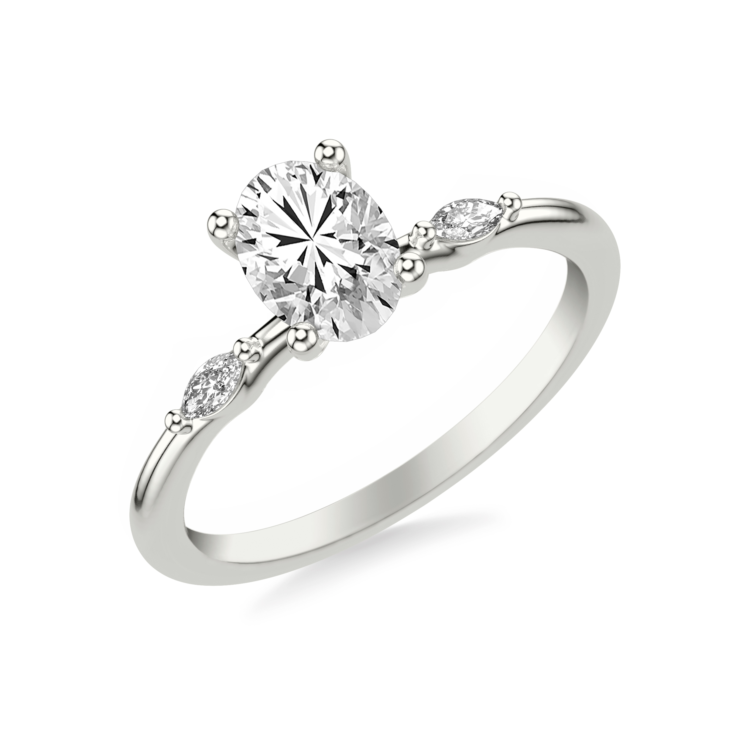 Contemporary Engagement Ring with Marquise Accent Diamonds