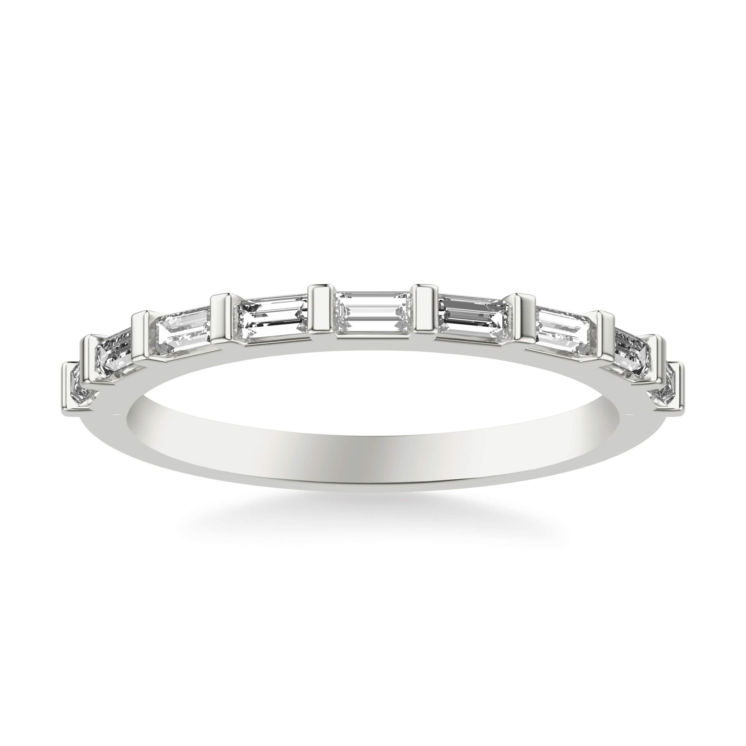 Contemporary Wedding Band with Baguette Diamonds