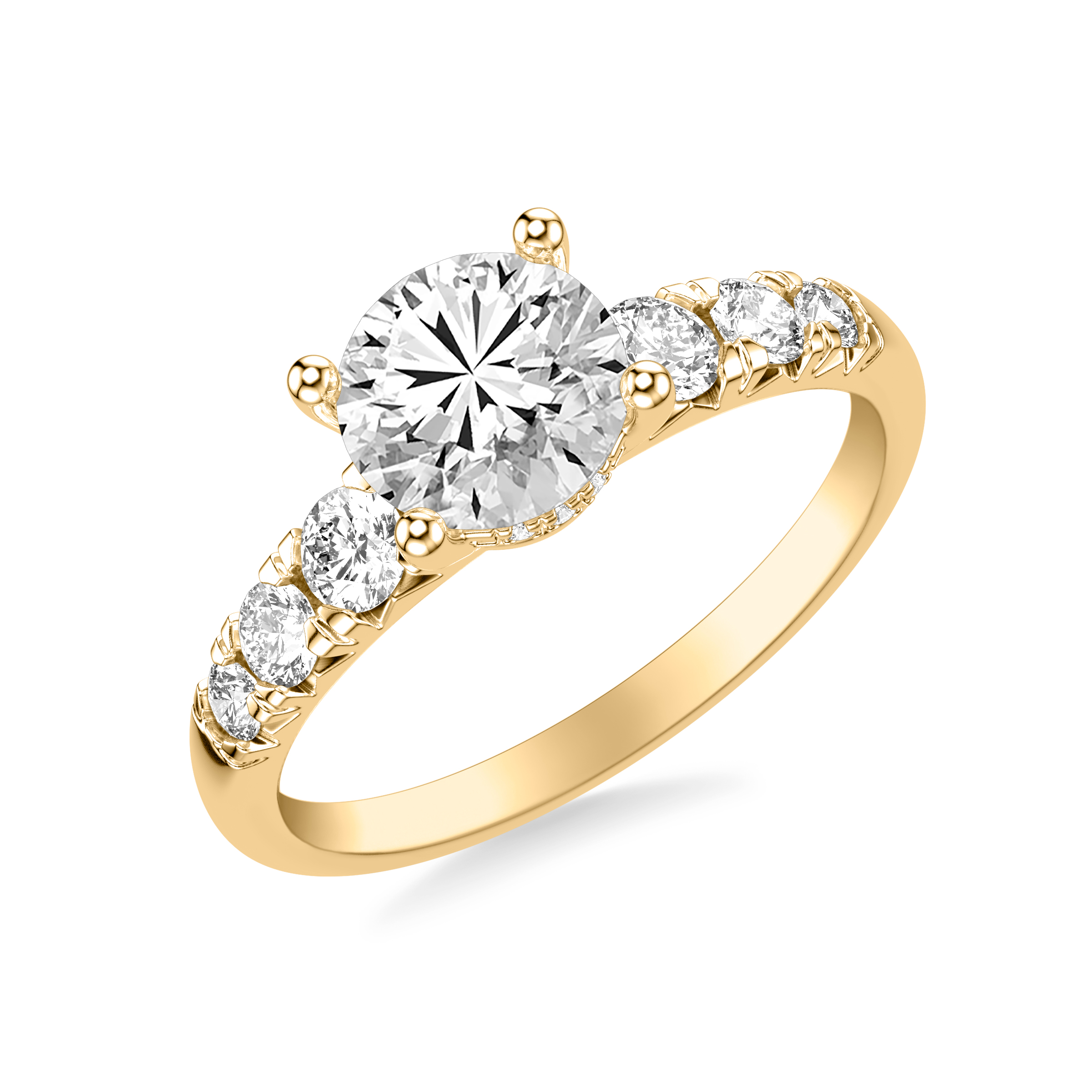 Classic Diamond Engagement Ring with Graduated Diamond Shank