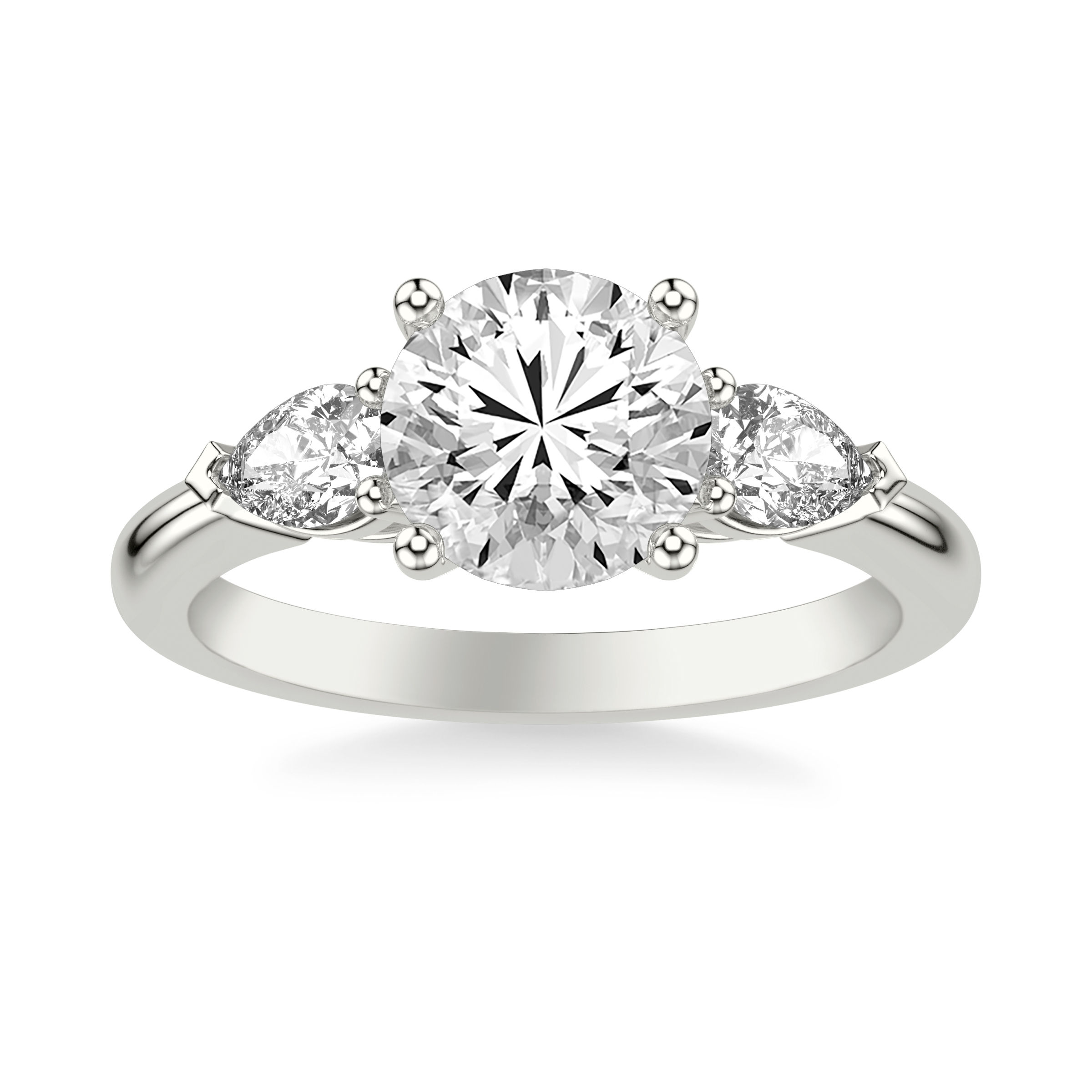 Luxe Diamond Three-Stone Engagement Ring with 1/2 CTW Pear Sides