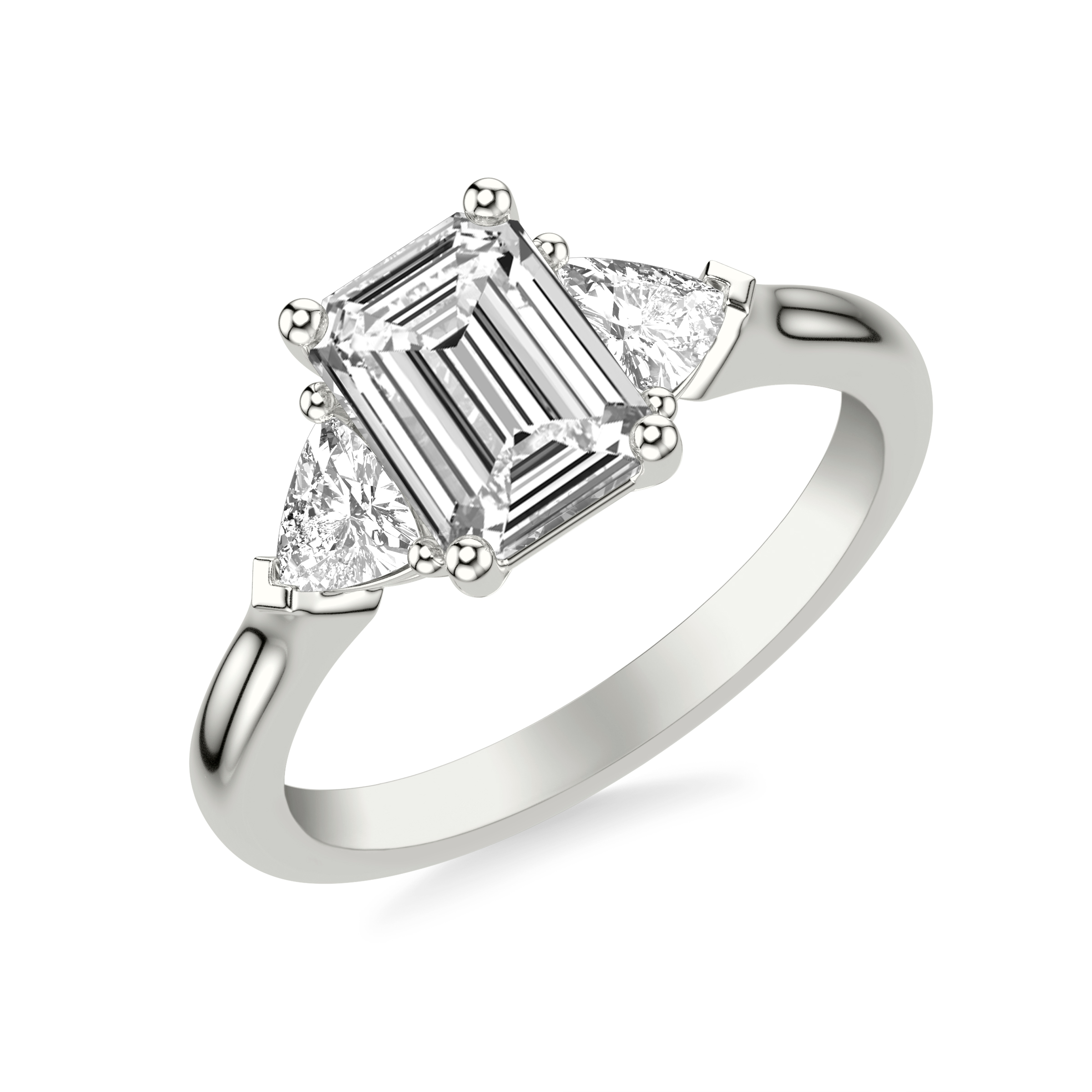 Luxe Diamond Three-Stone Engagement Ring with 1/2 CTW Trillion Sides