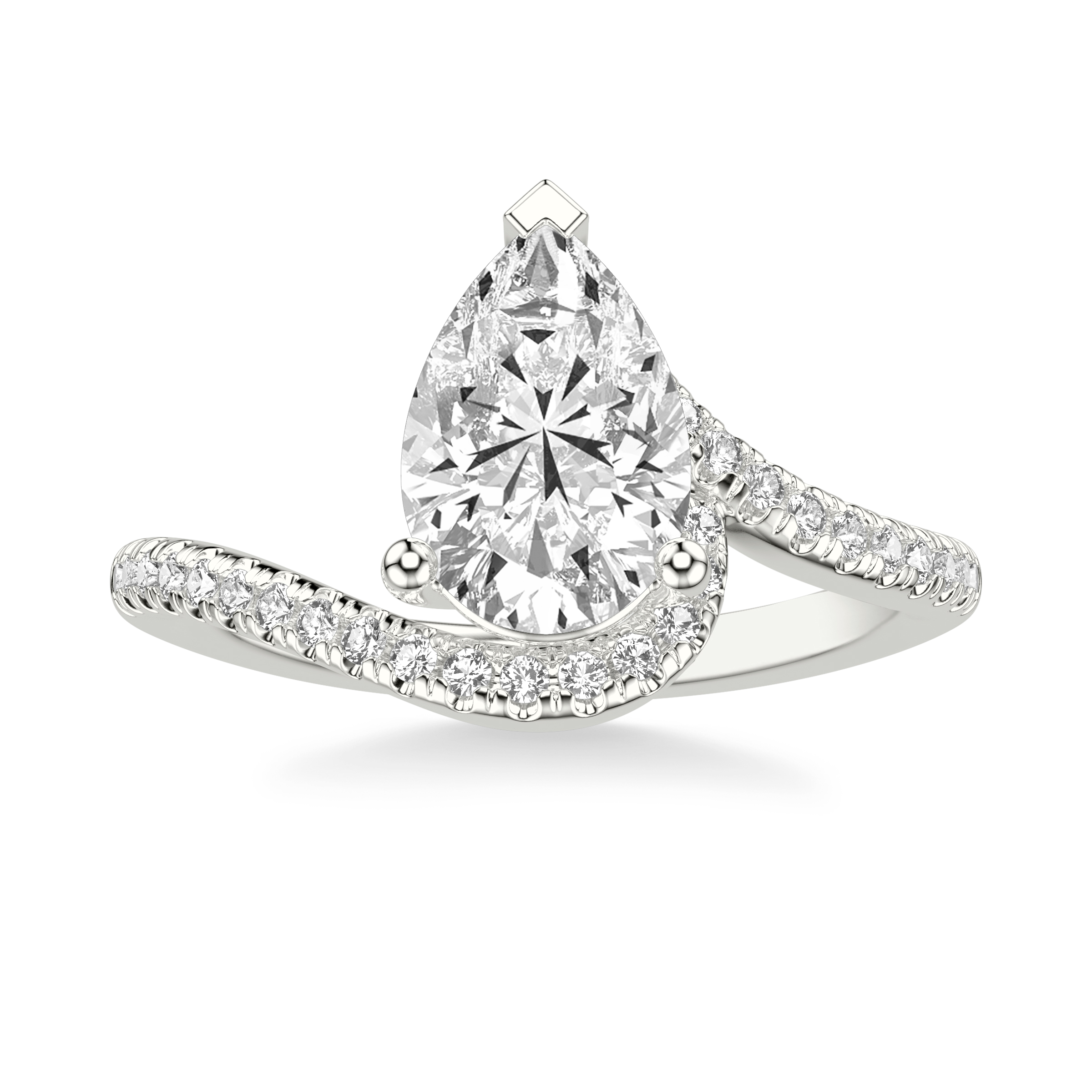 Contemporary Engagement Ring with Organic Curved Diamond Shank