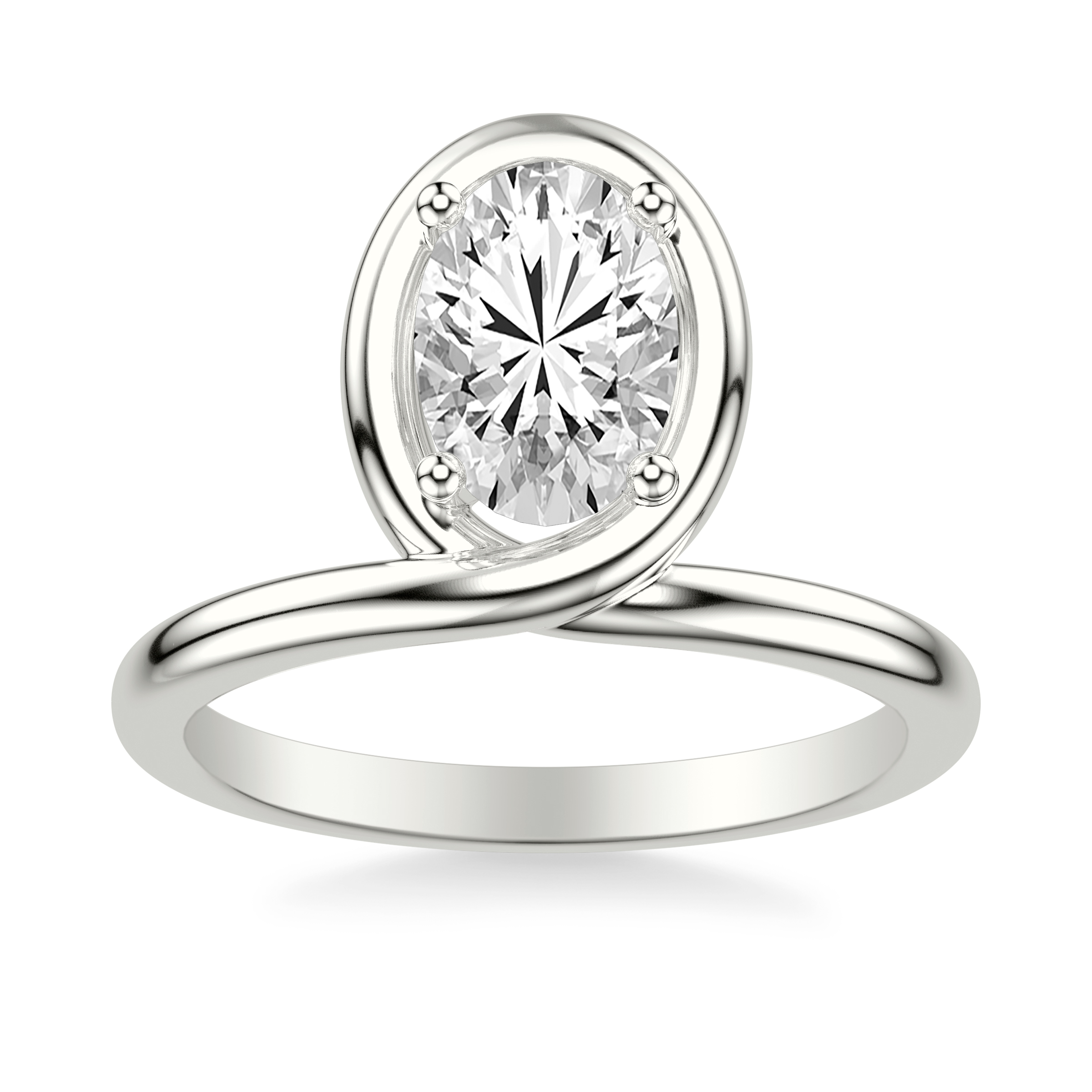 Contemporary Floating Bezel Wrap Engagement Ring with Polished Shank
