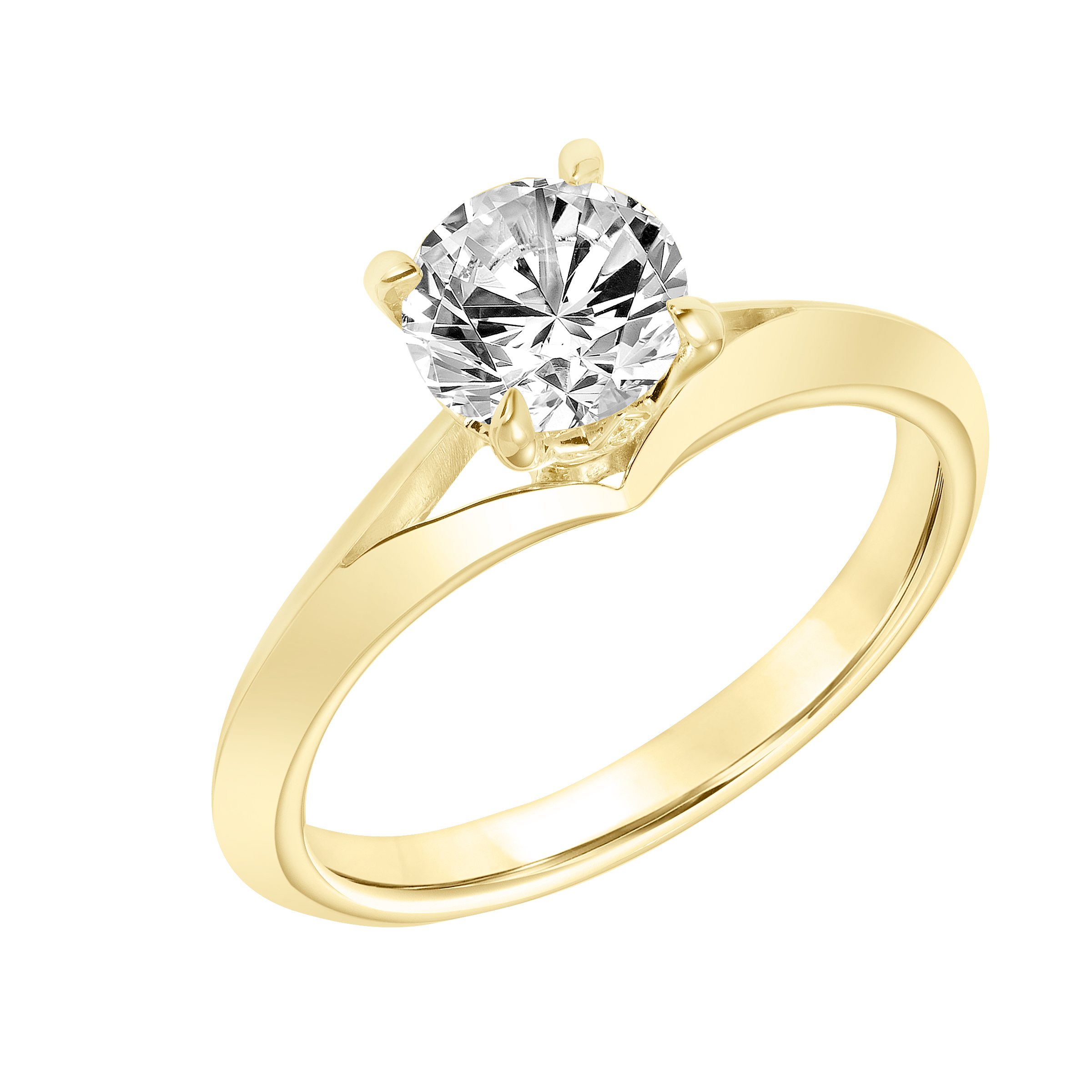 Overlapping Diamond Tipped Open Petal Basket with Diamond Collar and Polished Split Shank