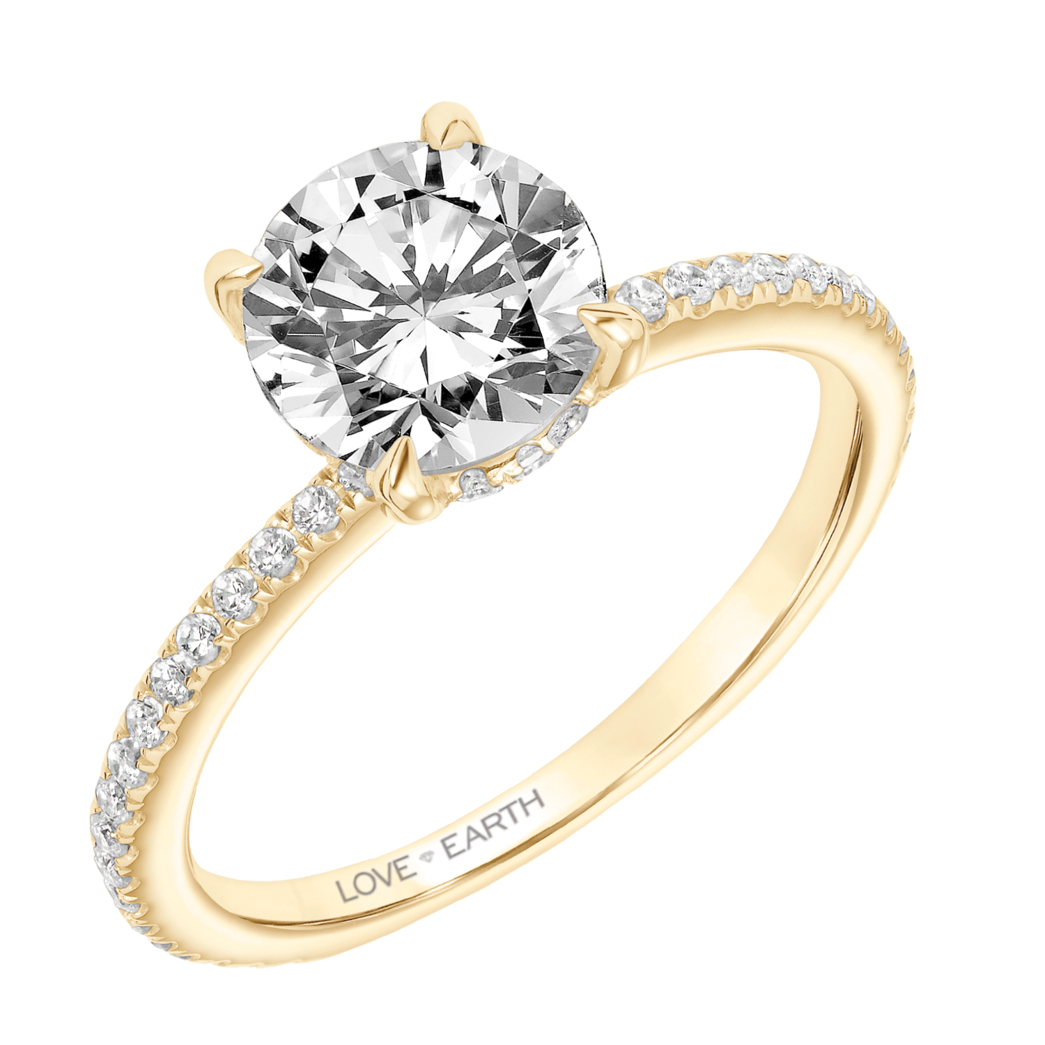 Classic Engagement Ring with Lab-Grown Diamond Accented Basket and Lab-Grown Diamond Shank