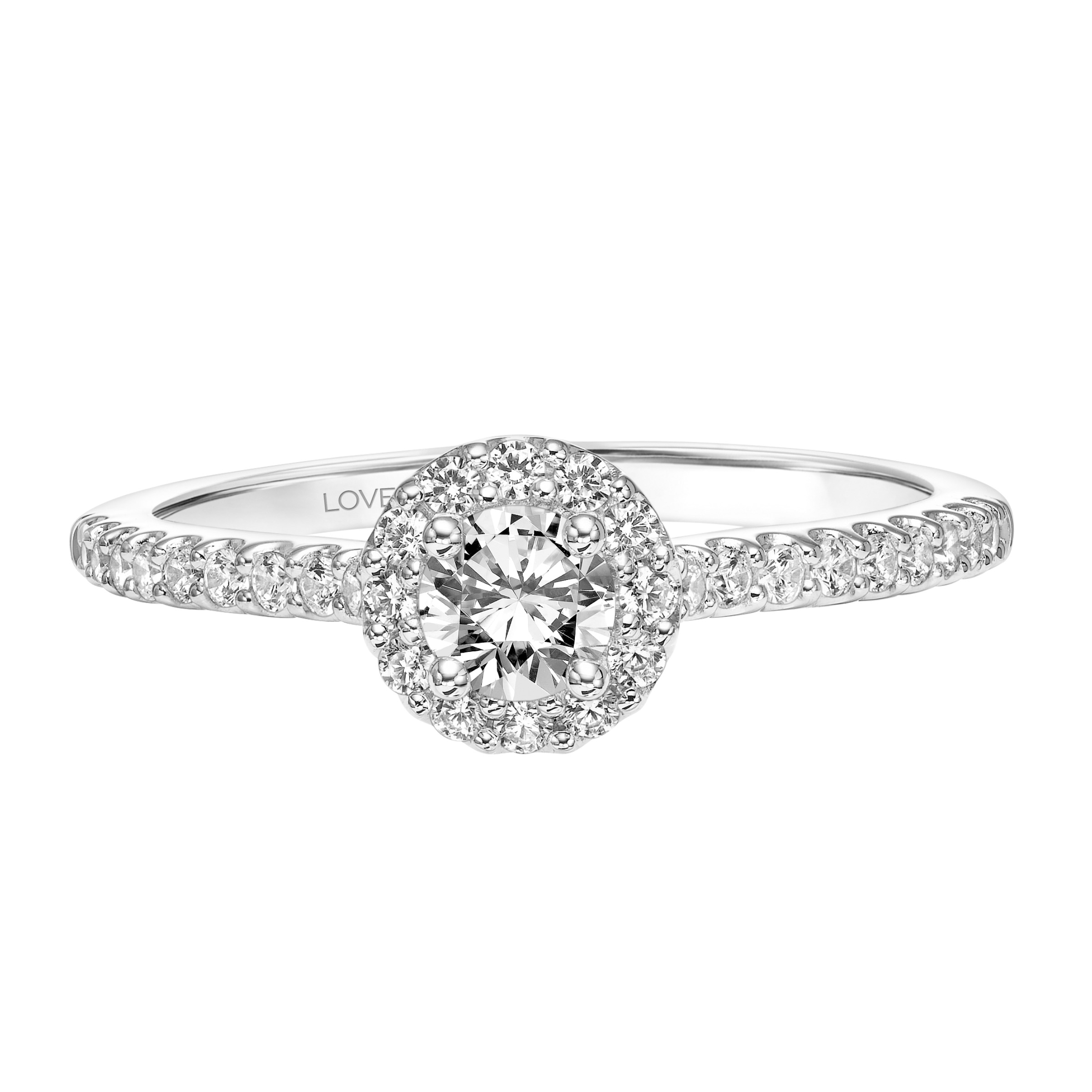 Lab-Grown Diamond Round Halo Engagement Ring with Lab-Grown Diamond Shank