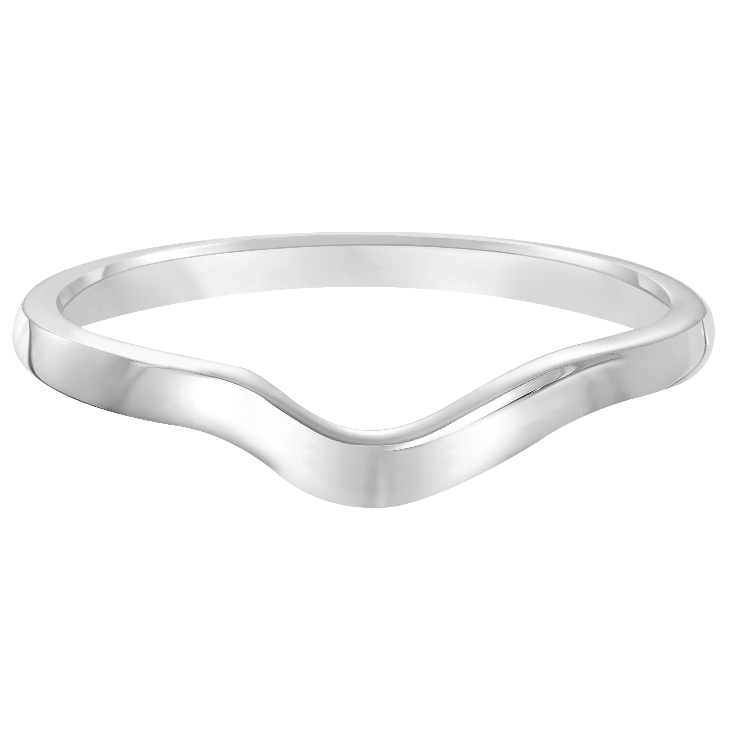 Wedding band with high polished shank designed to fit flush with matching engagement ring.