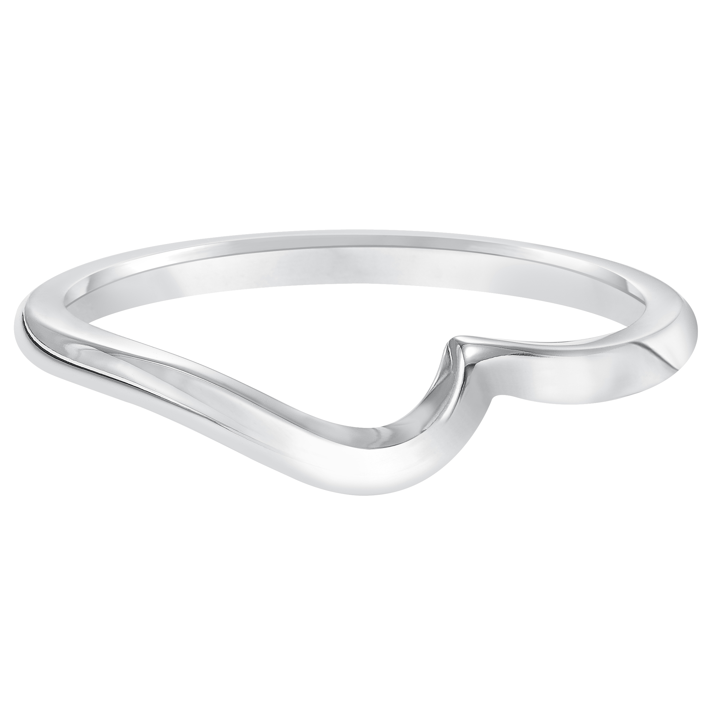 Wedding band with high polished shank designed to fit flush with matching engagement ring.