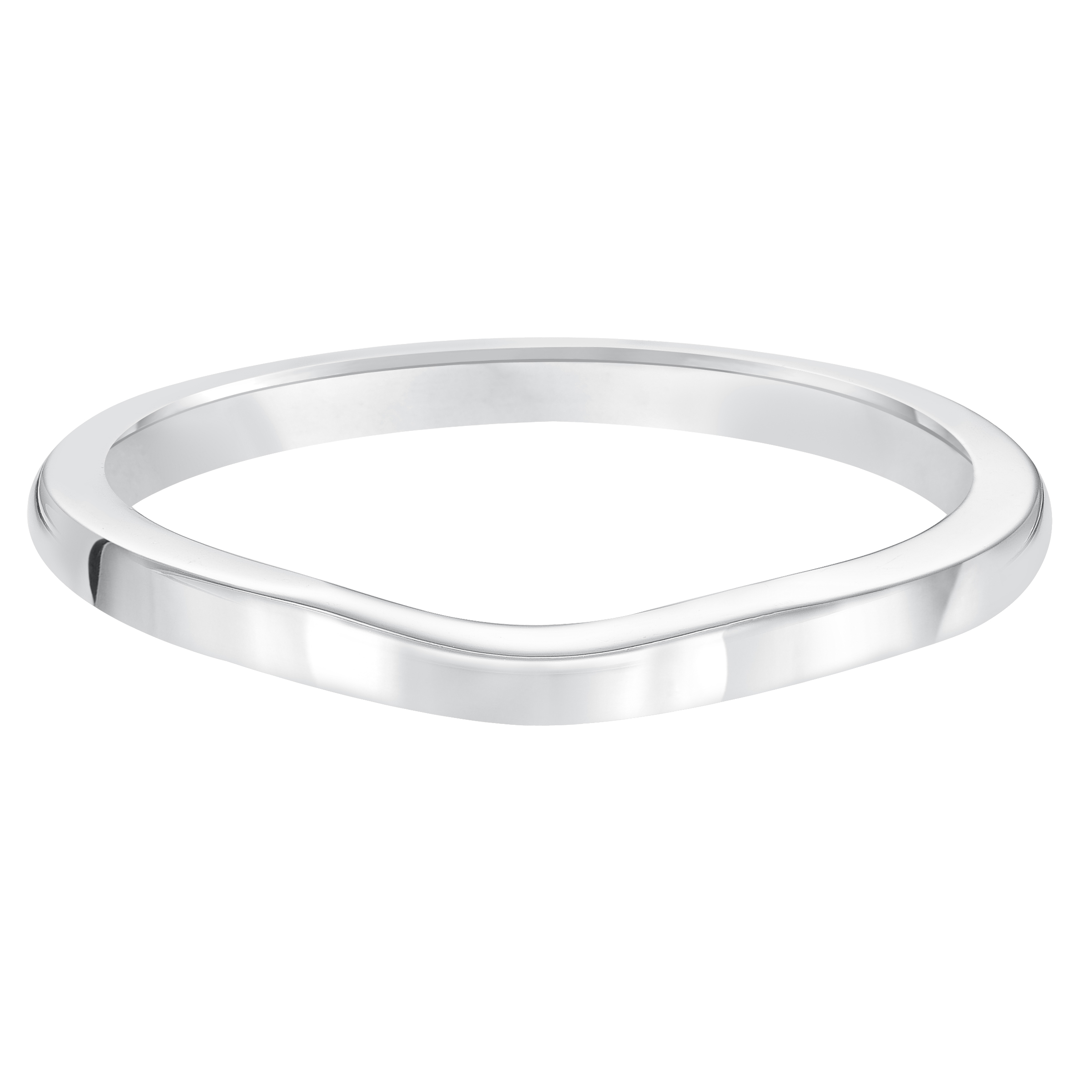 Wedding band with high polished shank designed to fit flush with matching engagement ring.