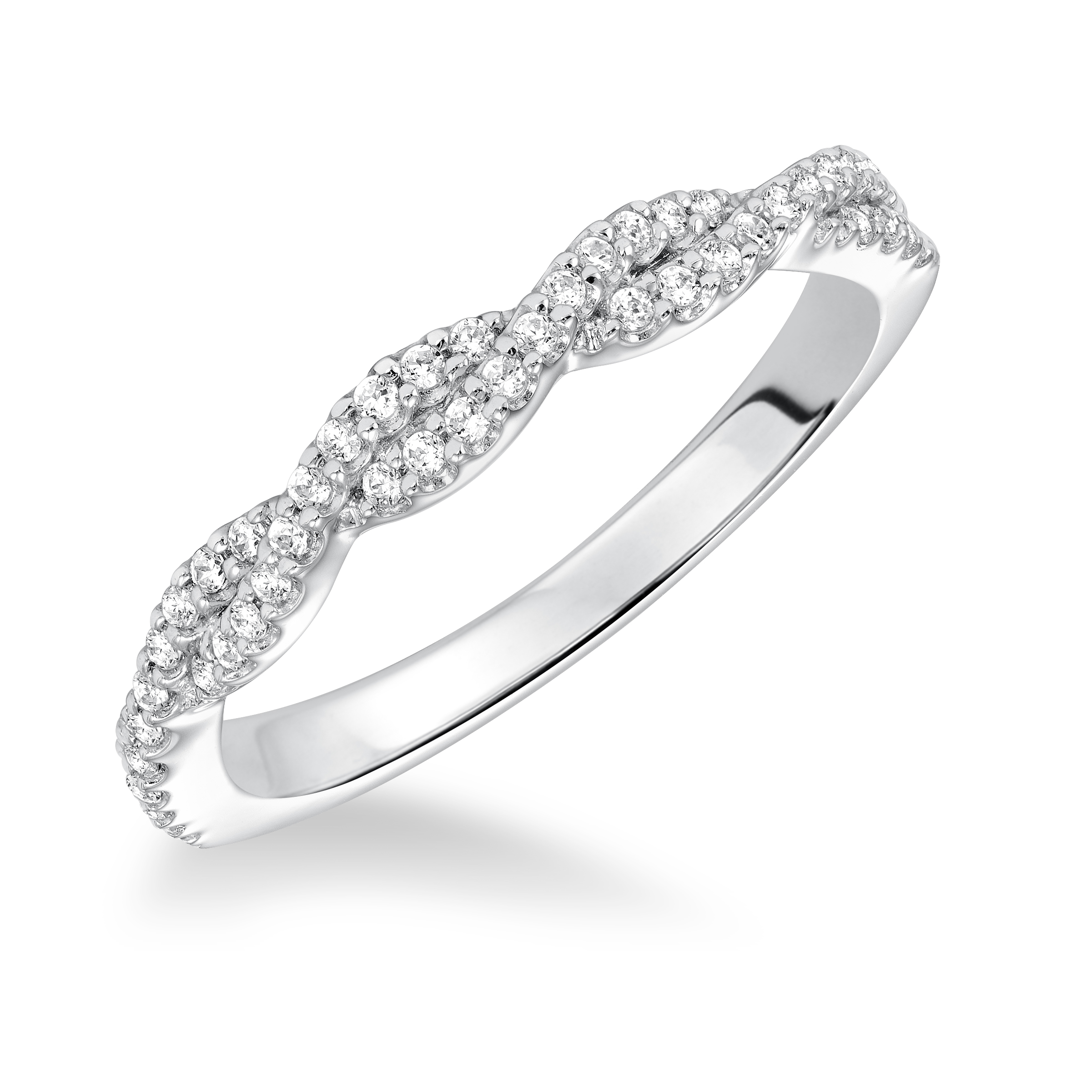 Twisted diamond wedding band