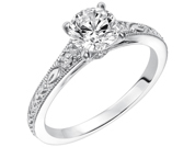 Diamond Prong set Engraved and Milgrain with Diamond Accent Shank Engagement Ring