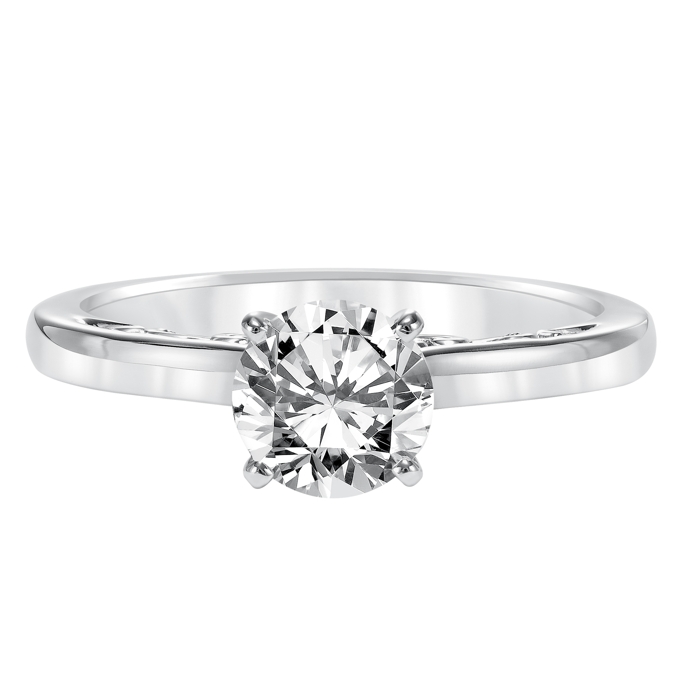 Diamond solitaire with scroll design engagement ring