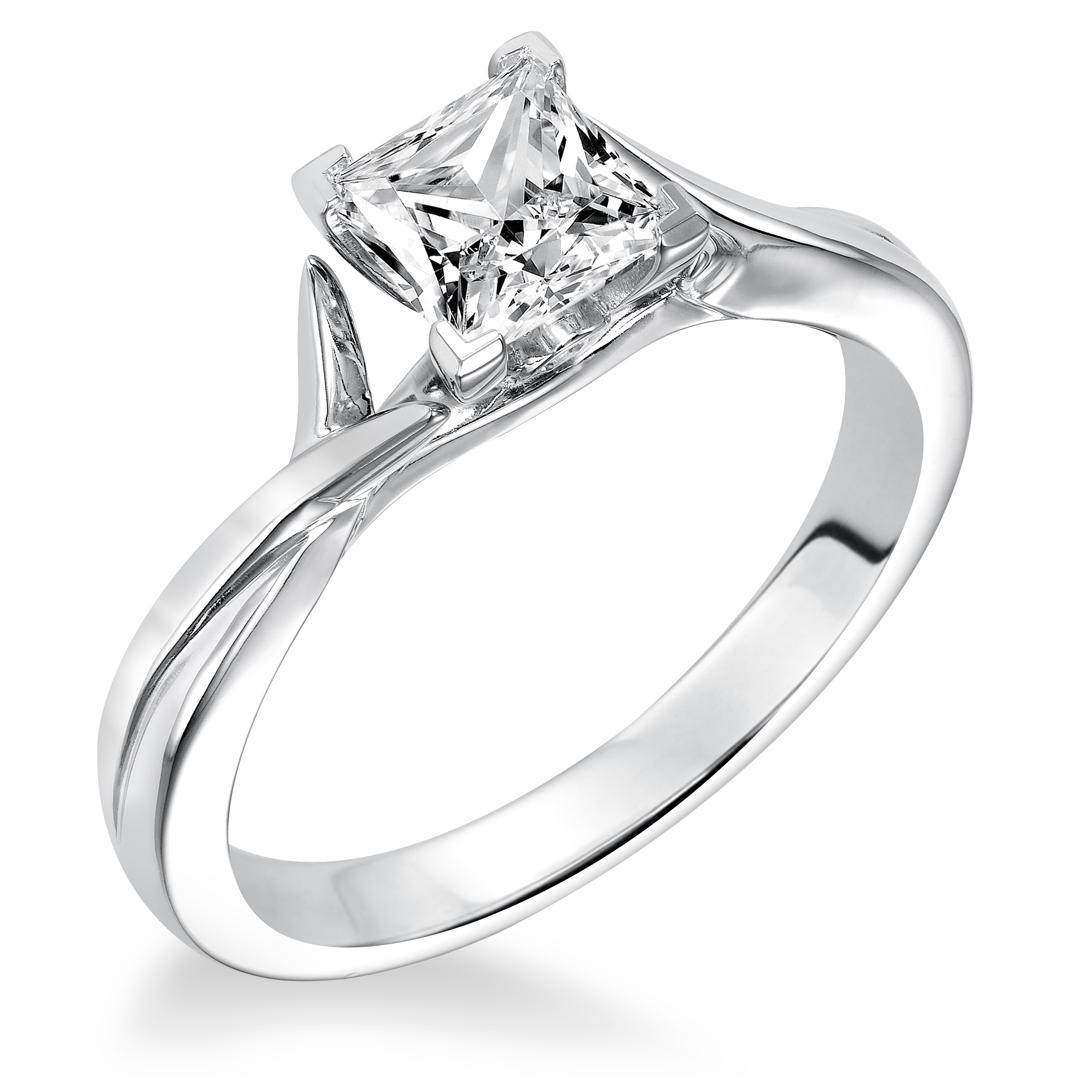 Diamond Solitaire with Twisted Shank Engagement Ring