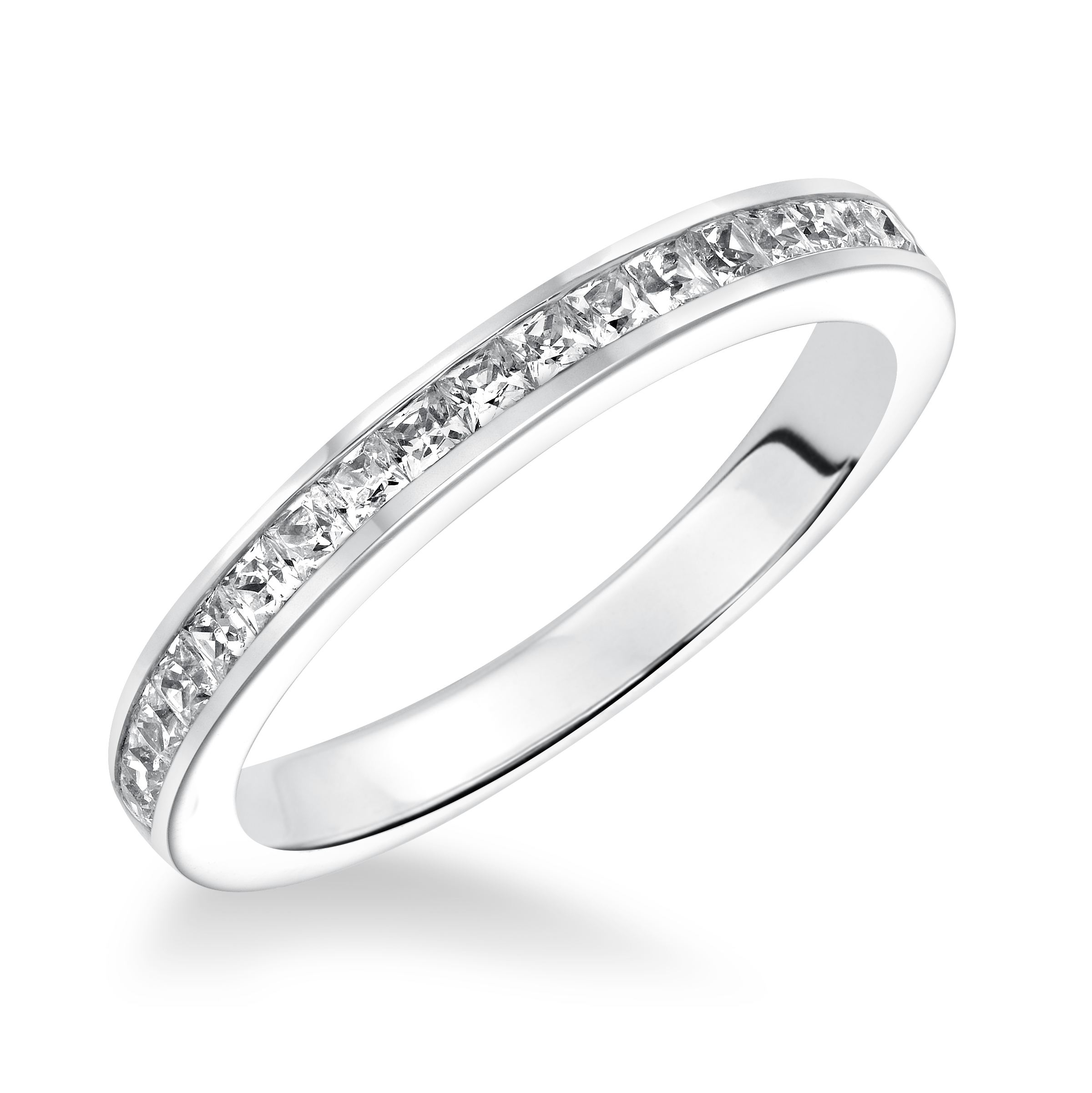 Diamond Princess Cut Channel Set Wedding Band